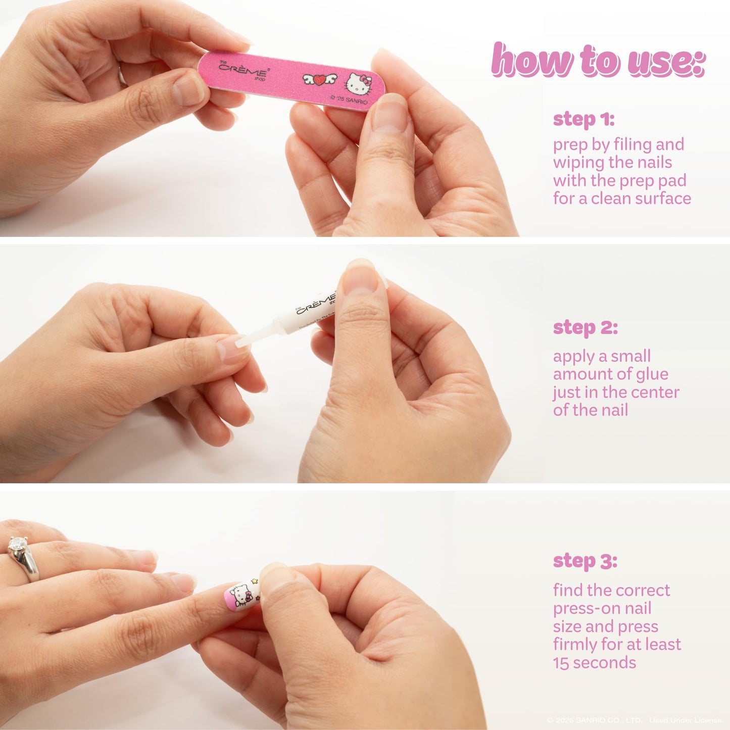 The Crème Shop x Hello Kitty & Friends x Sweethearts Collection Press On Nails, Almond Shape, 28 Nails Kit with Glue and Tools (Bestie) Beauty & Personal Care The Crème Shop