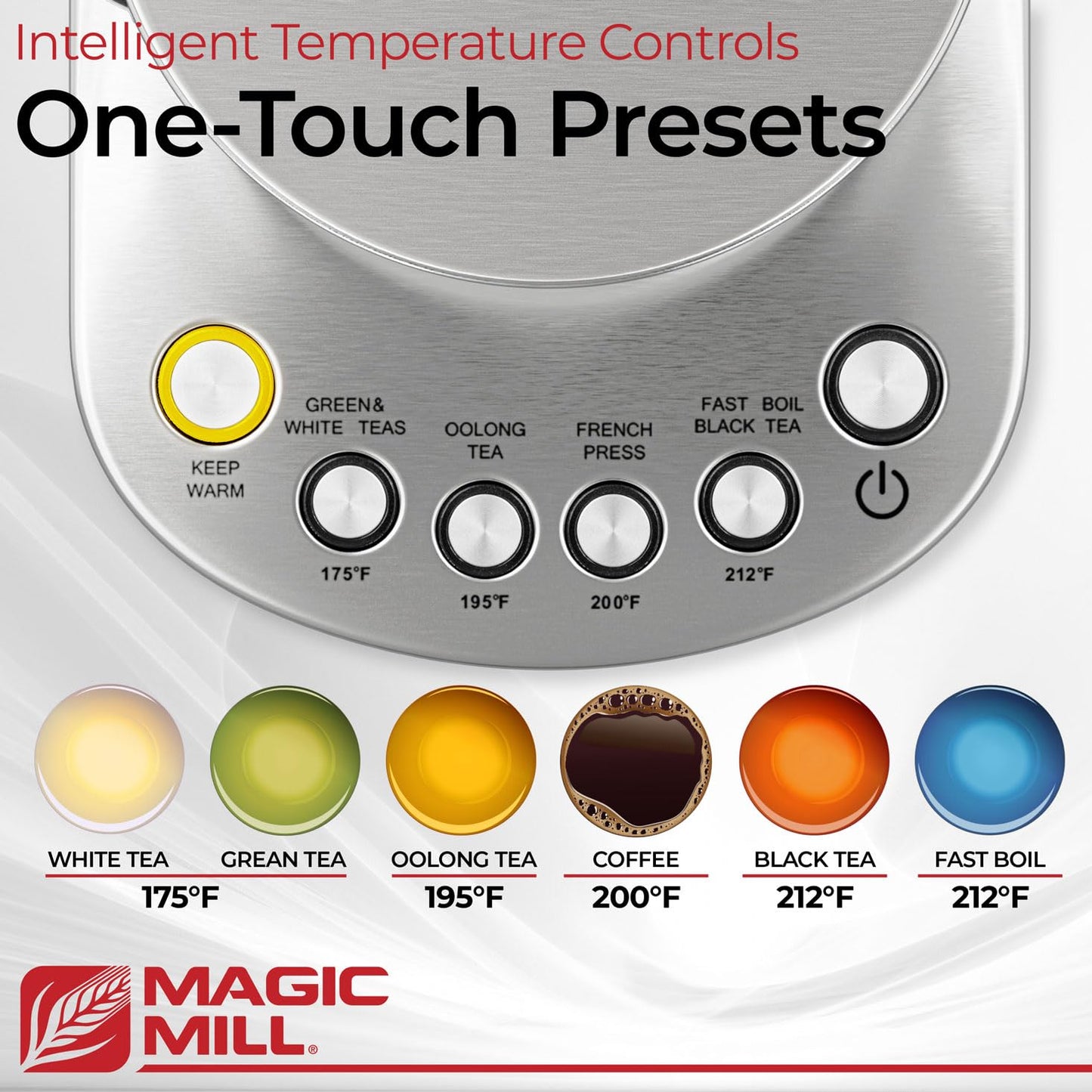 Magic Mill Pro Electric Kettle with tea Infuser and Temperature Control - Keep Warm Function, Rapid Boil, Automatic Safety Shut Off, BPA Free, No…