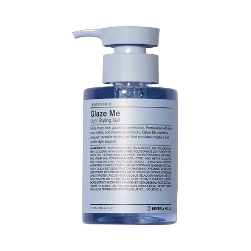 J Beverly Hills Blue Glaze Me Light Styling Hair Gel with Aloe Vera for Moisture, Light Hold, 7 Oz
