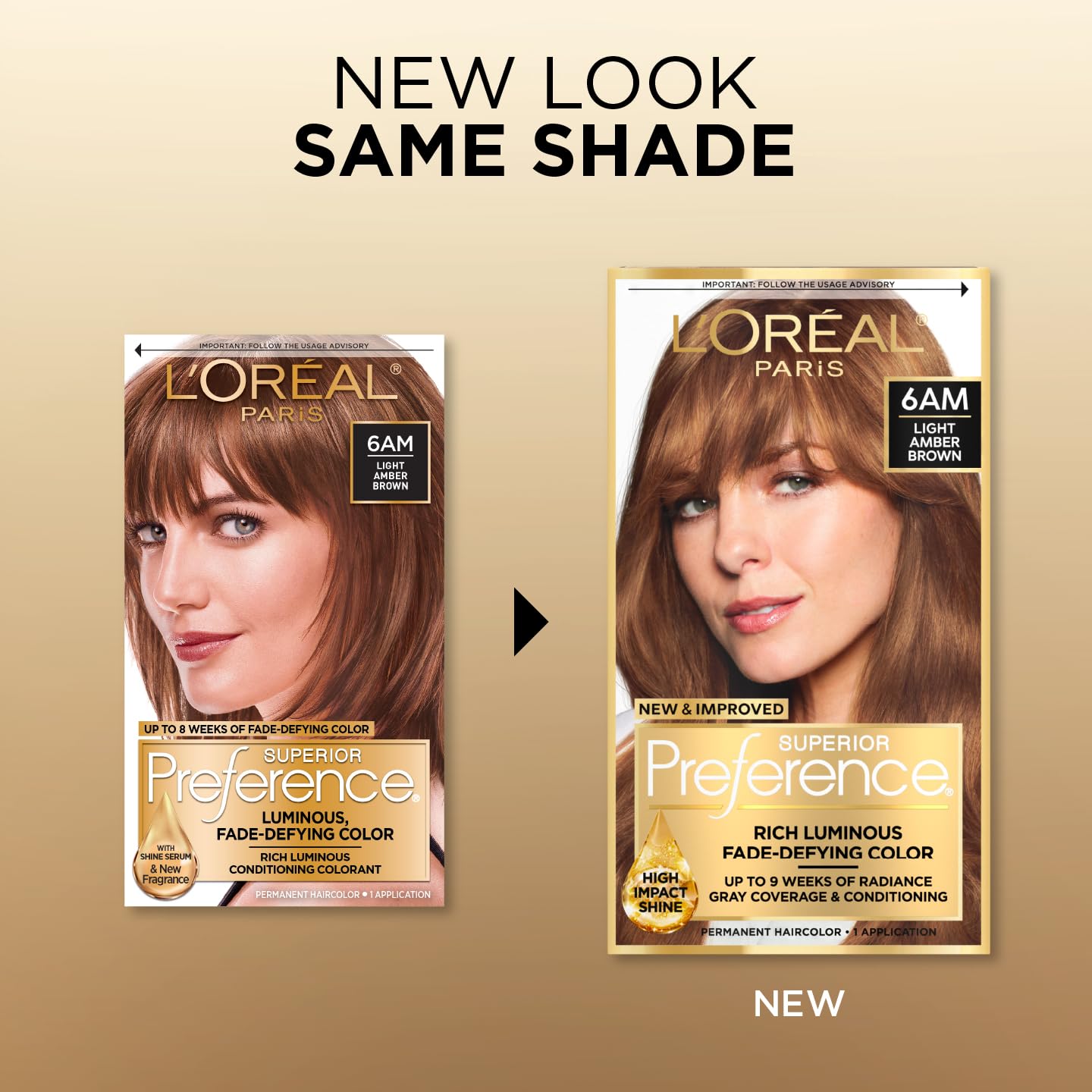 L'Oreal Paris Superior Preference Luminous Fade-Defying Permanent Hair Color, Hair Dye For Up to 9 Weeks of Radiance, Light Amber Brown 6AM, 1 Hair