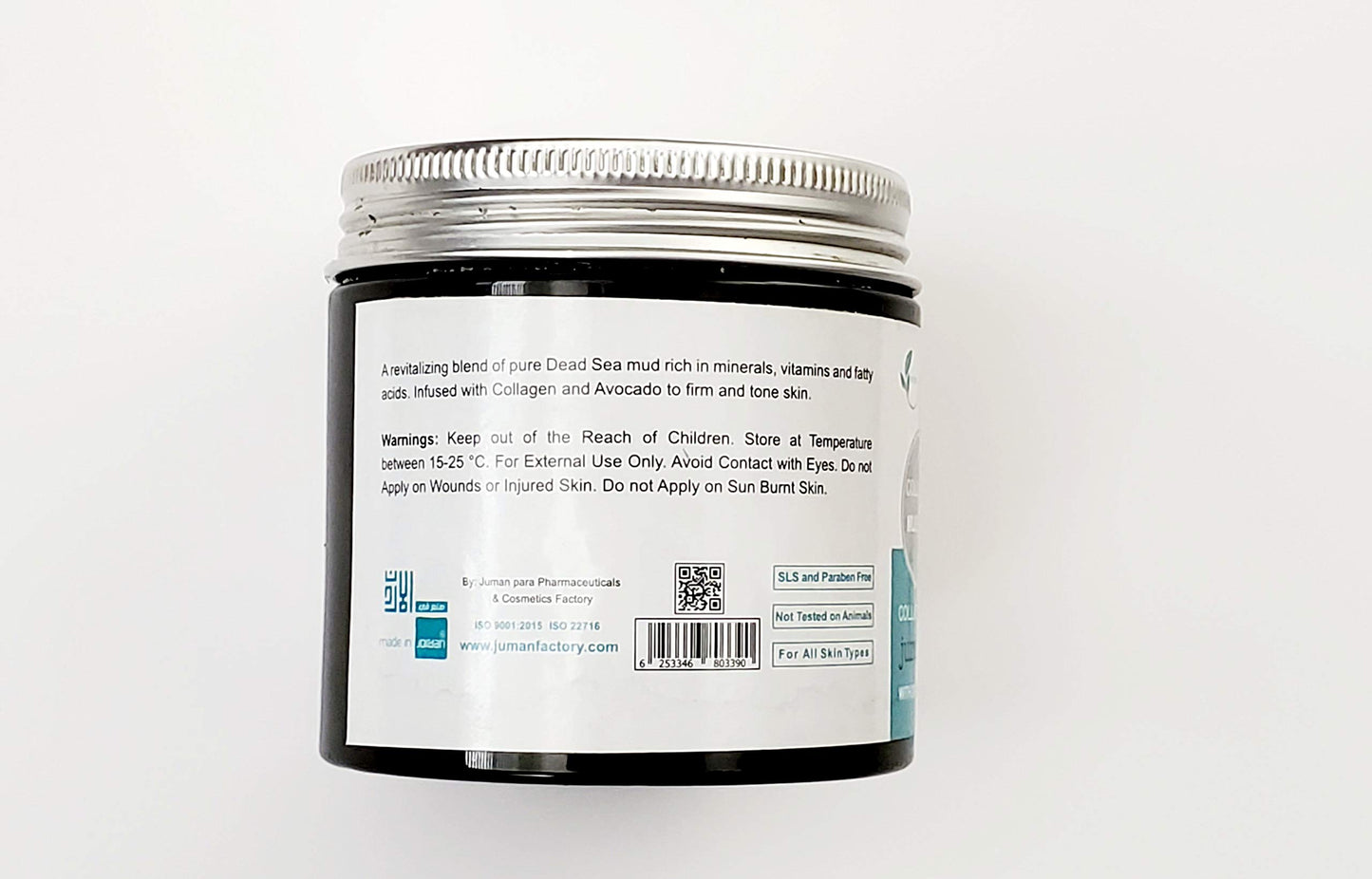 Reveal Naturals All Natural Juman Dead Sea Mud Mask infused with Avocado & Dead Sea Minerals 11.9 oz. Minimizes Pores. Tone Skin. Reduces Excess