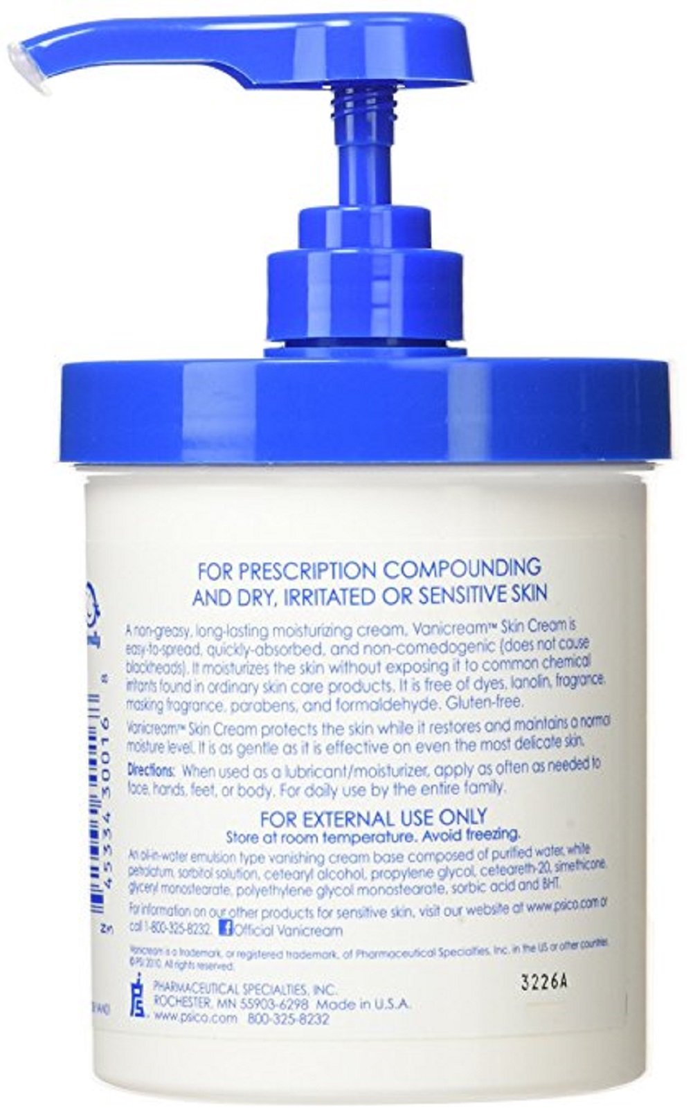 Vanicream Skin Cream With Pump Dispenser 16 oz (Pack of 3)