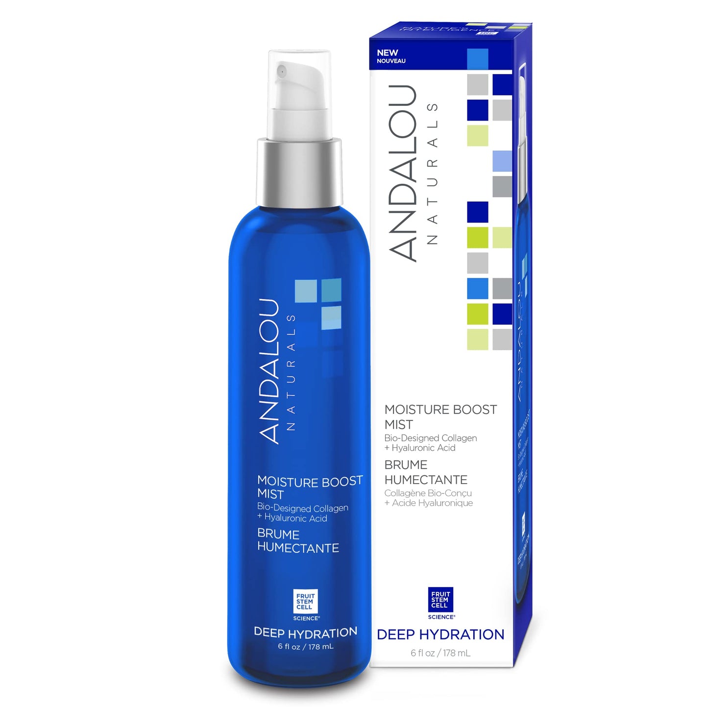 Andalou Naturals Face Mist, Moisture Boost Facial Spray with Hyaluronic Acid & Collagen, Hydrating & Moisturizing Skin Care for Dry and Dehydrated