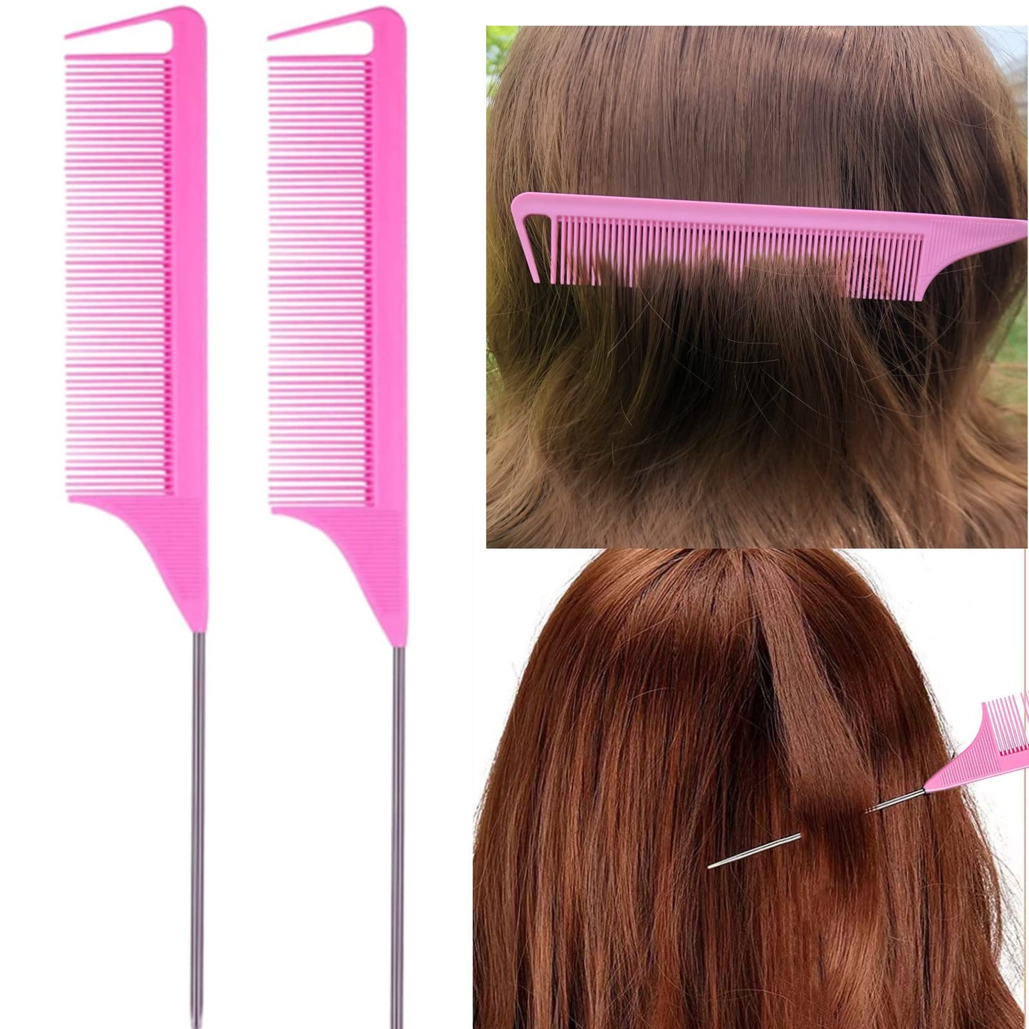ZVOREI 8Pcs Hair Brushes Set with 4Pcs Topsy Hair Tail Tools 1Pcs Bristle Teasing Hair Brush 1Pcs Edge Control Brush 2Pcs Metal Pin Rat Tail Combs