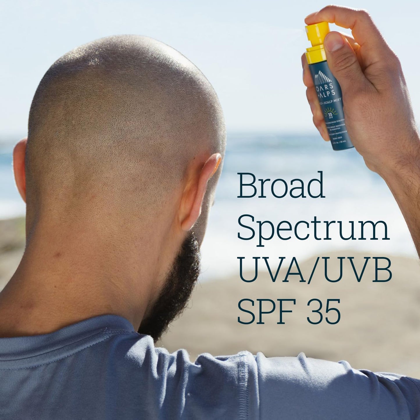 Oars + Alps Face & Scalp Sunscreen Spray SPF 35 – Mist for Facial & Hair Sun Protection with Aloe & Cucumber, Water & Sweat Resistant, 1.5oz