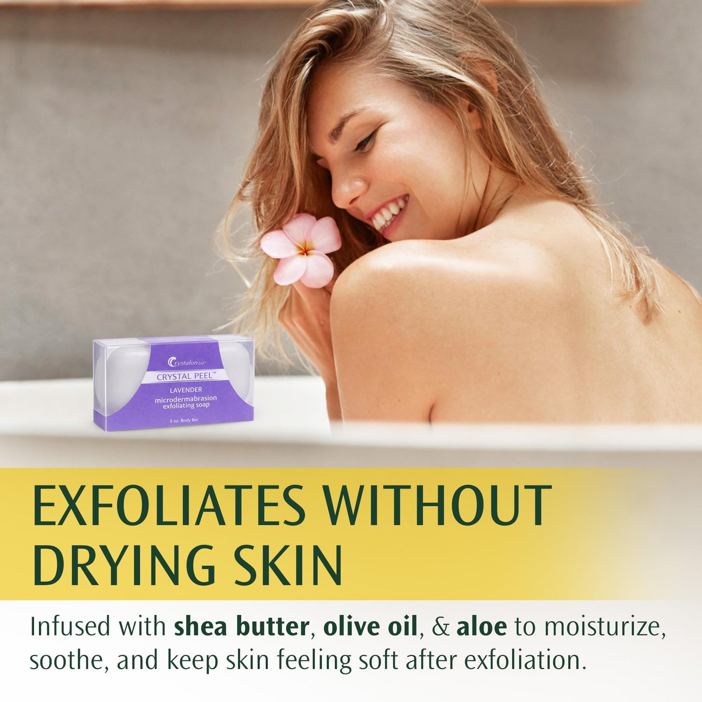 Exfoliating Bar Soap for Men & Women, Crystal Peel Luxury Microdermabrasion Hydrating & Exfoliating Body Soap Bar, Solid Magnesium Mineral Scrub