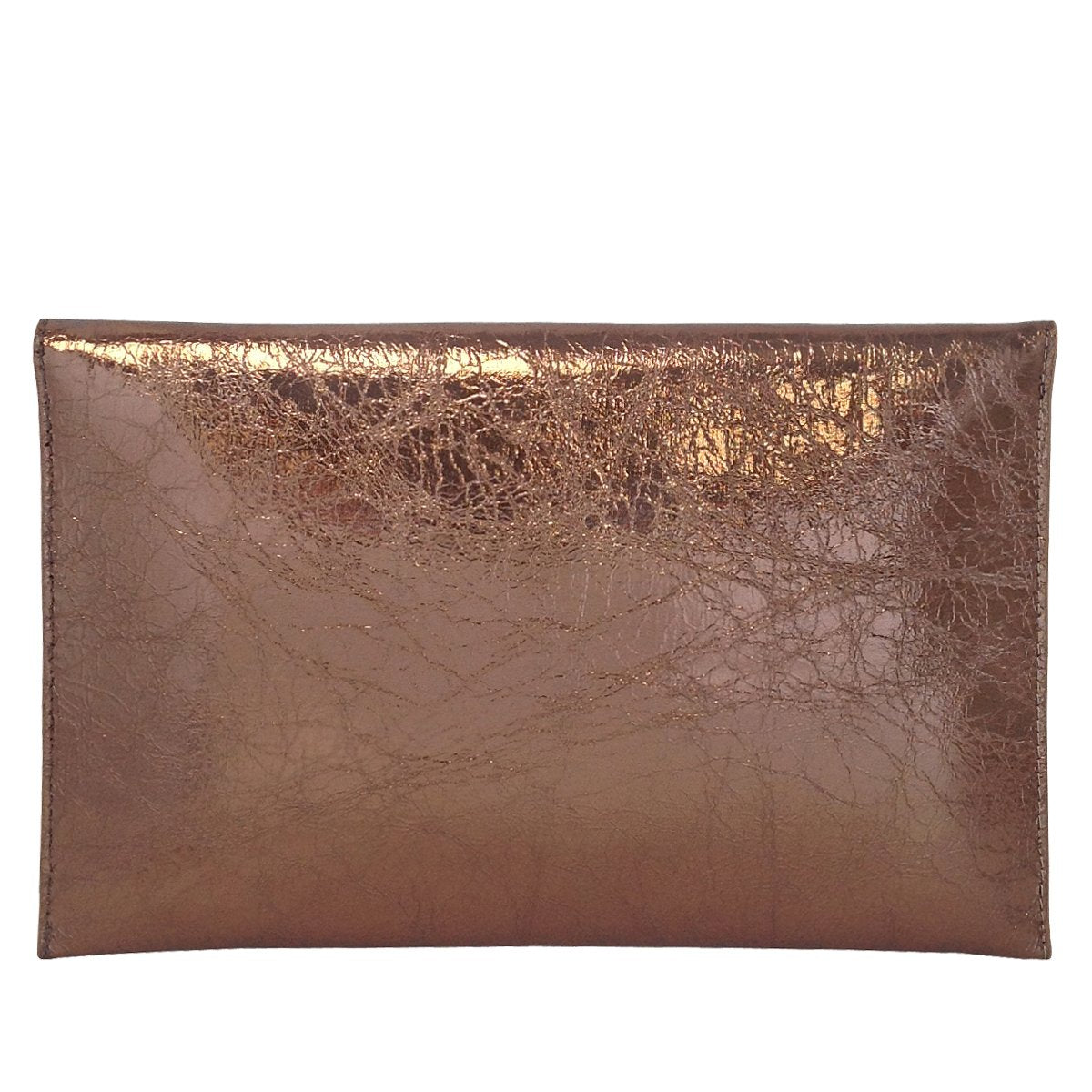 JNB Crushed Metallic Envelope Clutch, Bronze