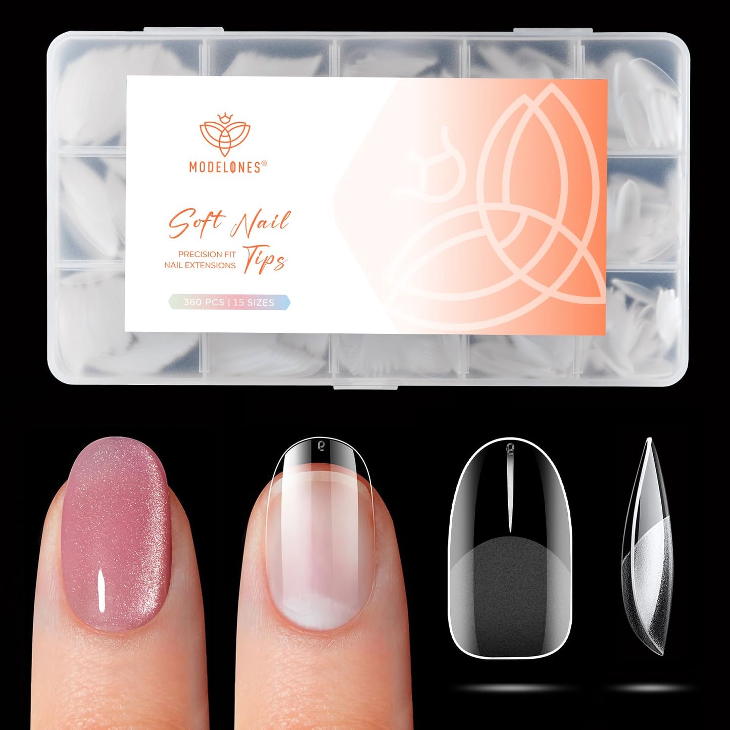 modelones Extra Short Oval Gel Nail Tips, 360pcs Pre-etched Clear Round Fake Nails Press On Full Cover Half Matte 15 Sizes Acrylic Gel Tips Beauty and Personal Care modelones Default Title