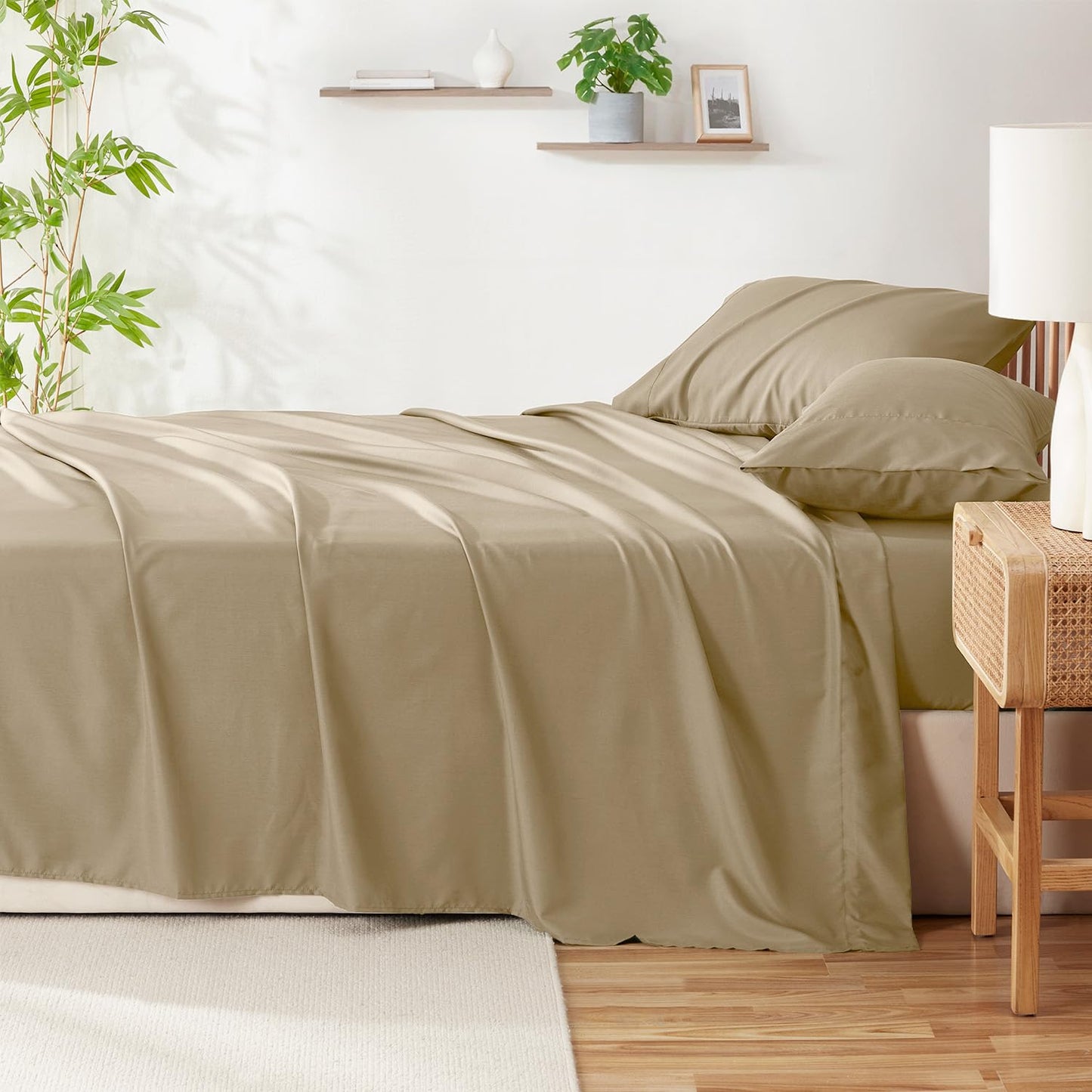 Hearth & Harbor 4 Piece Full Size Bed Sheets Set - 60% Microfiber, 40% Rayon Derived from Bamboo Sheets Full Size Set - Full Size Sheets Set Fits Up