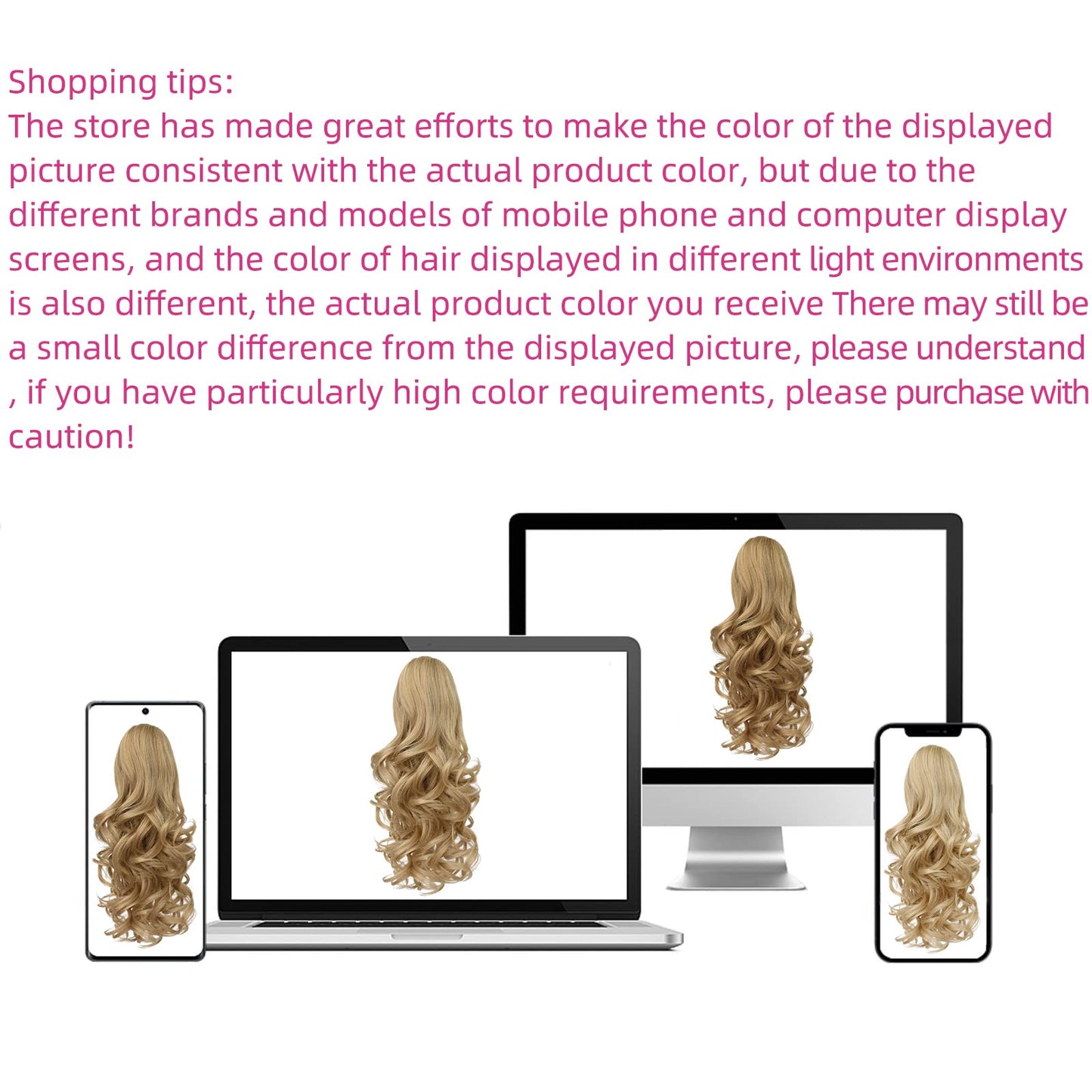 SYXLCYGG Blonde Clip Ponytail Extension – 14" Wavy Claw Clip, 4.3oz Synthetic Yaki, Realistic Fluffy Fake Hairpiece for Women