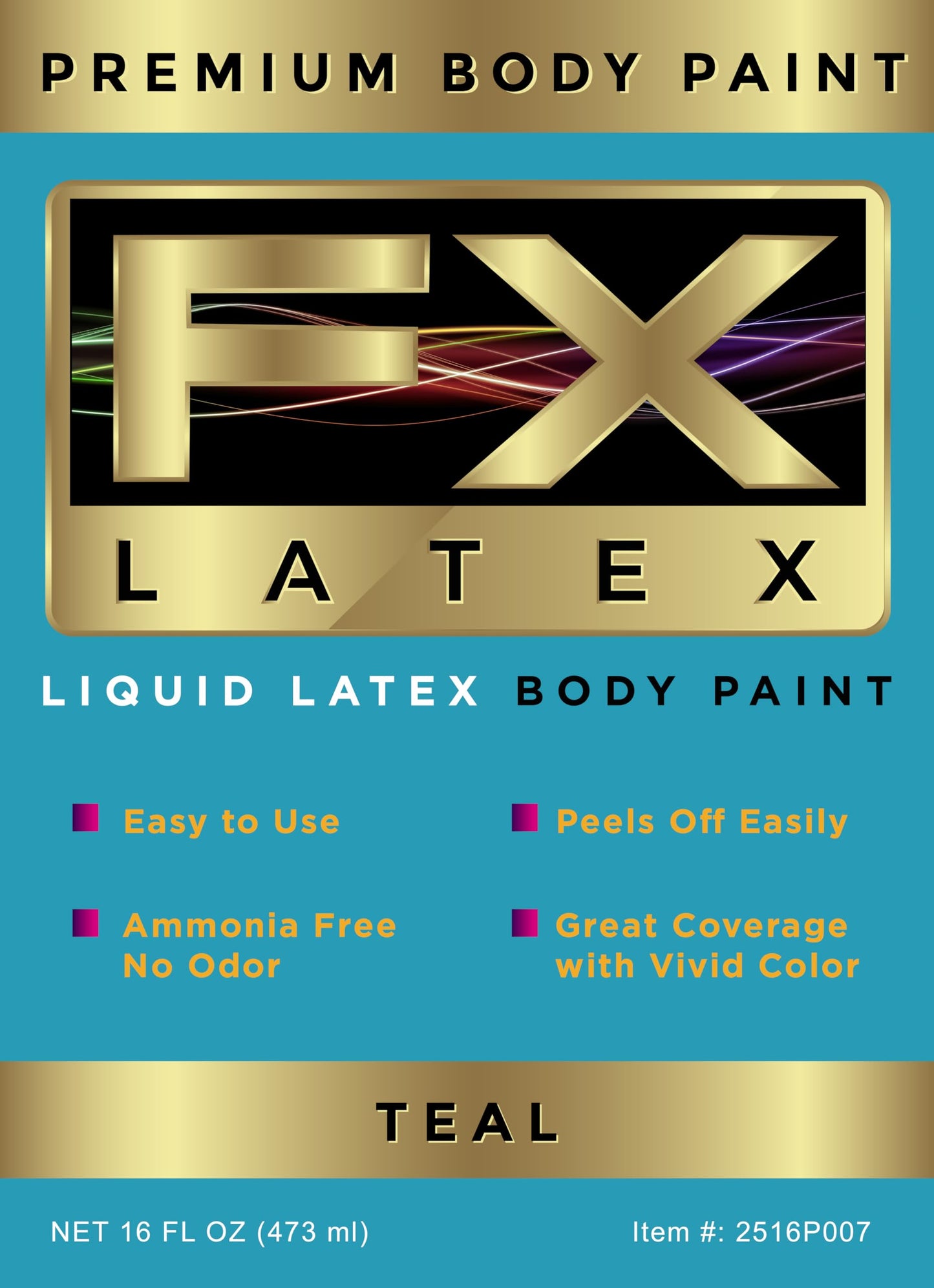 Liquid Latex - Face and Body Paint, Ammonia Free, Easy On and Off, Cosplay Makeup, Create Professional Monster, Zombie Arts 16 Oz (Teal)
