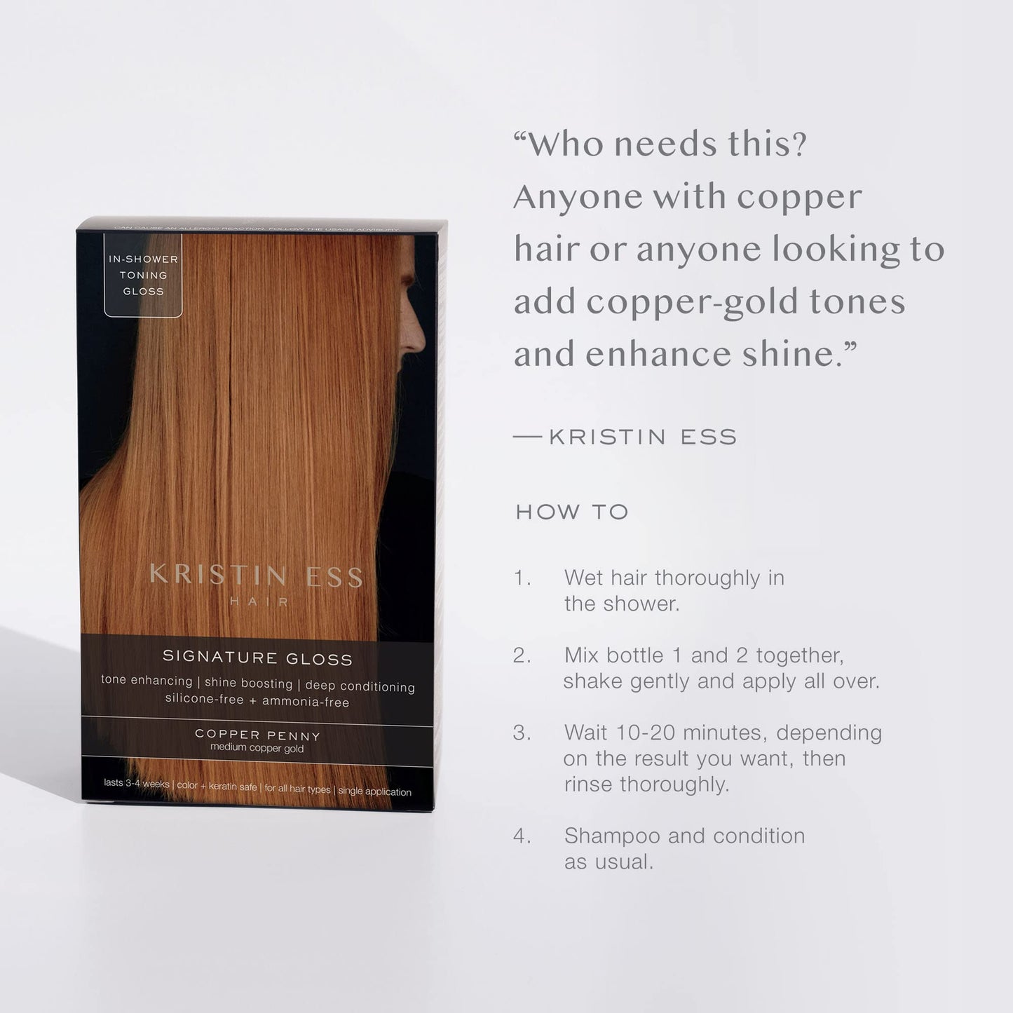 Kristin Ess The One Signature Hair Gloss - Copper Penny: Medium Copper Gold (Pack of 2)