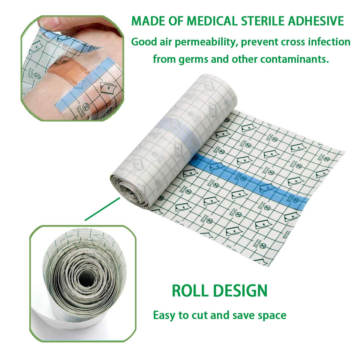 Tattoo Aftercare Bandage Roll 8" x 2 Yard - Waterproof Transparent Film for Tattoos Initial Healing and Skin Repair Adhesive Supply Wrap Beauty and Personal Care Flatoedu