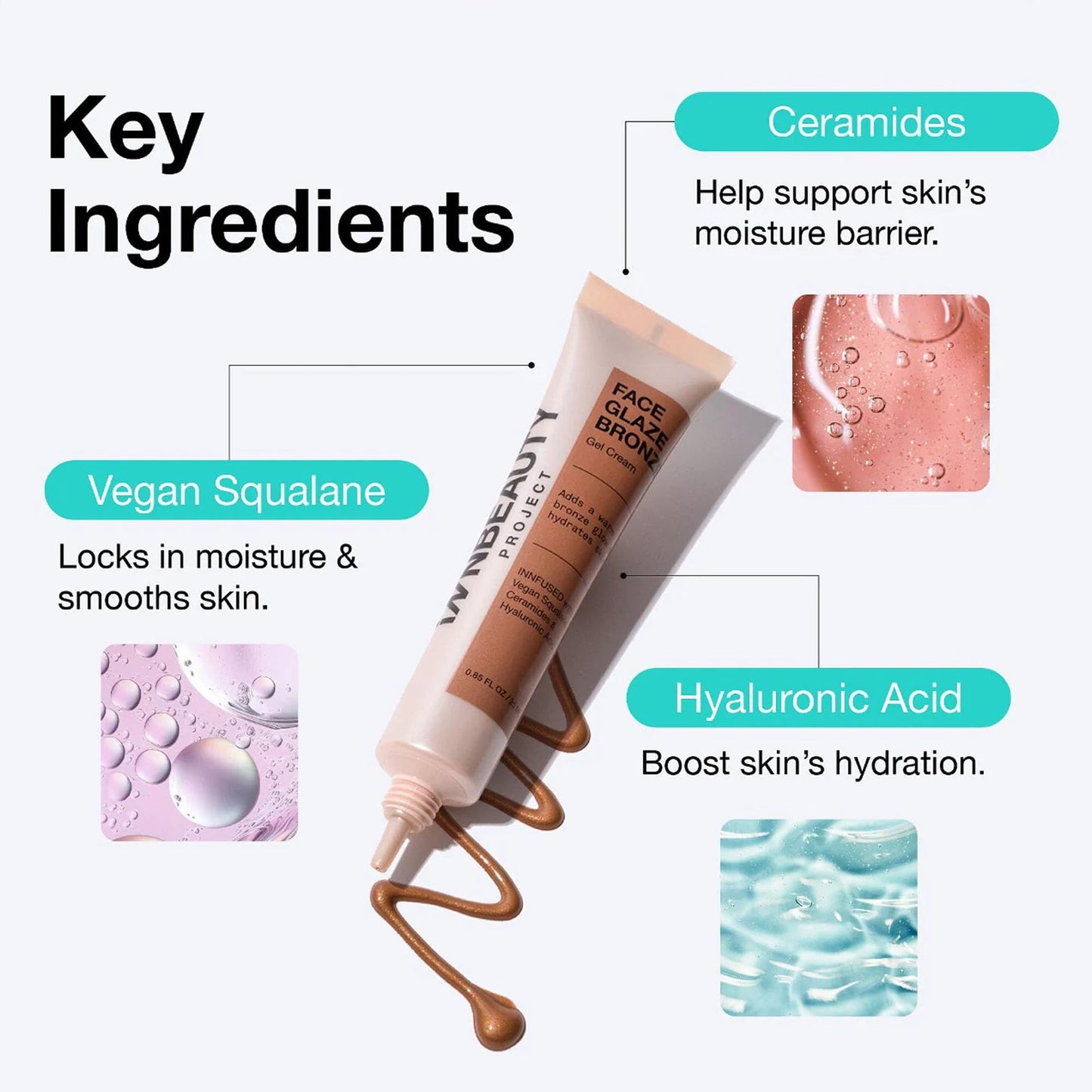 INNBEAUTY Project Face Glaze, Bronze Highlighting Cream, Skin Barrier Protect & Glow Moisturizer with Ceramides & Hydrating Actives, 0.85 OZ (25ml)