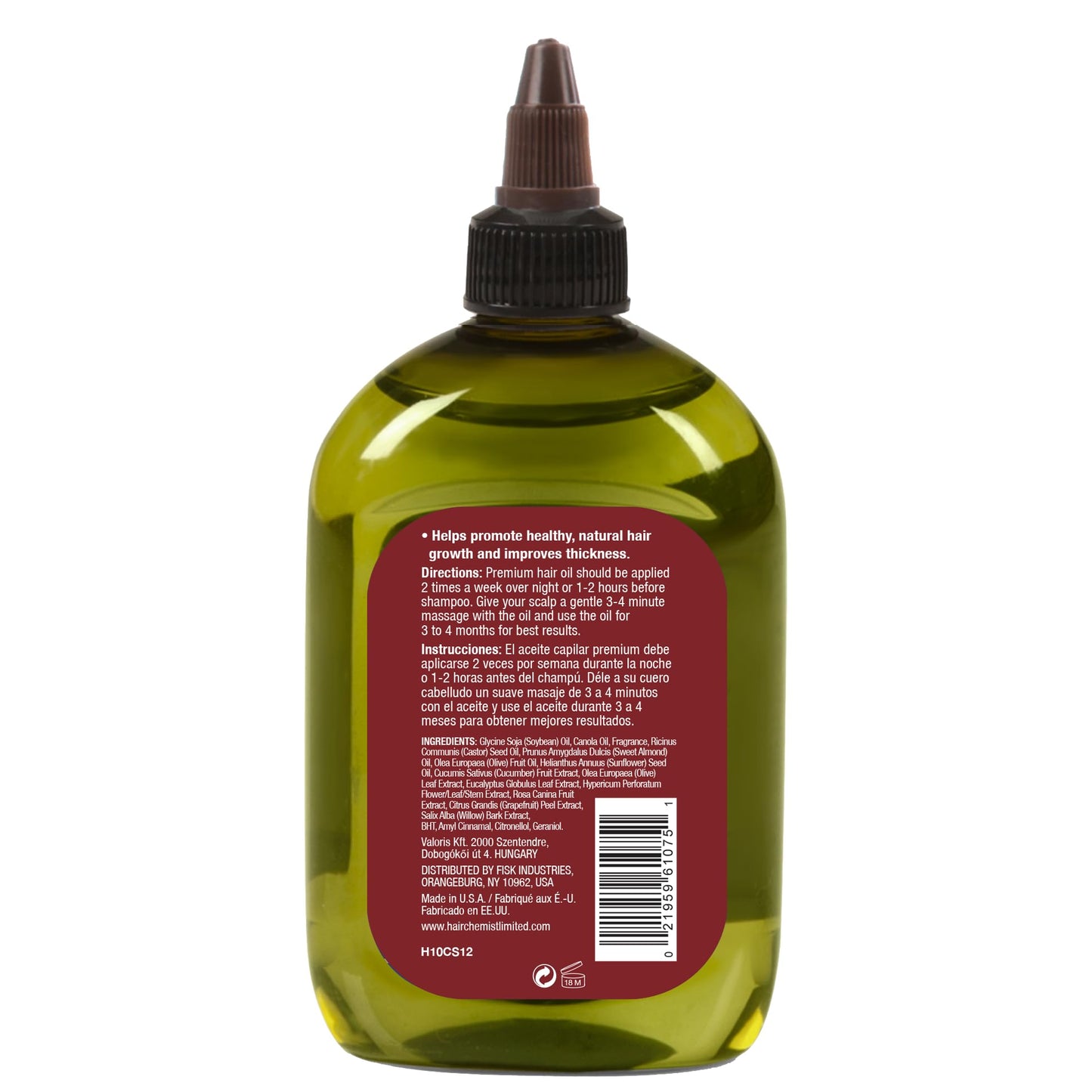 Hair Chemist Pro-Growth Natural Castor Hair Oil, Large 12 oz. - Strengthening & Growth Stimulator for Hair Growth