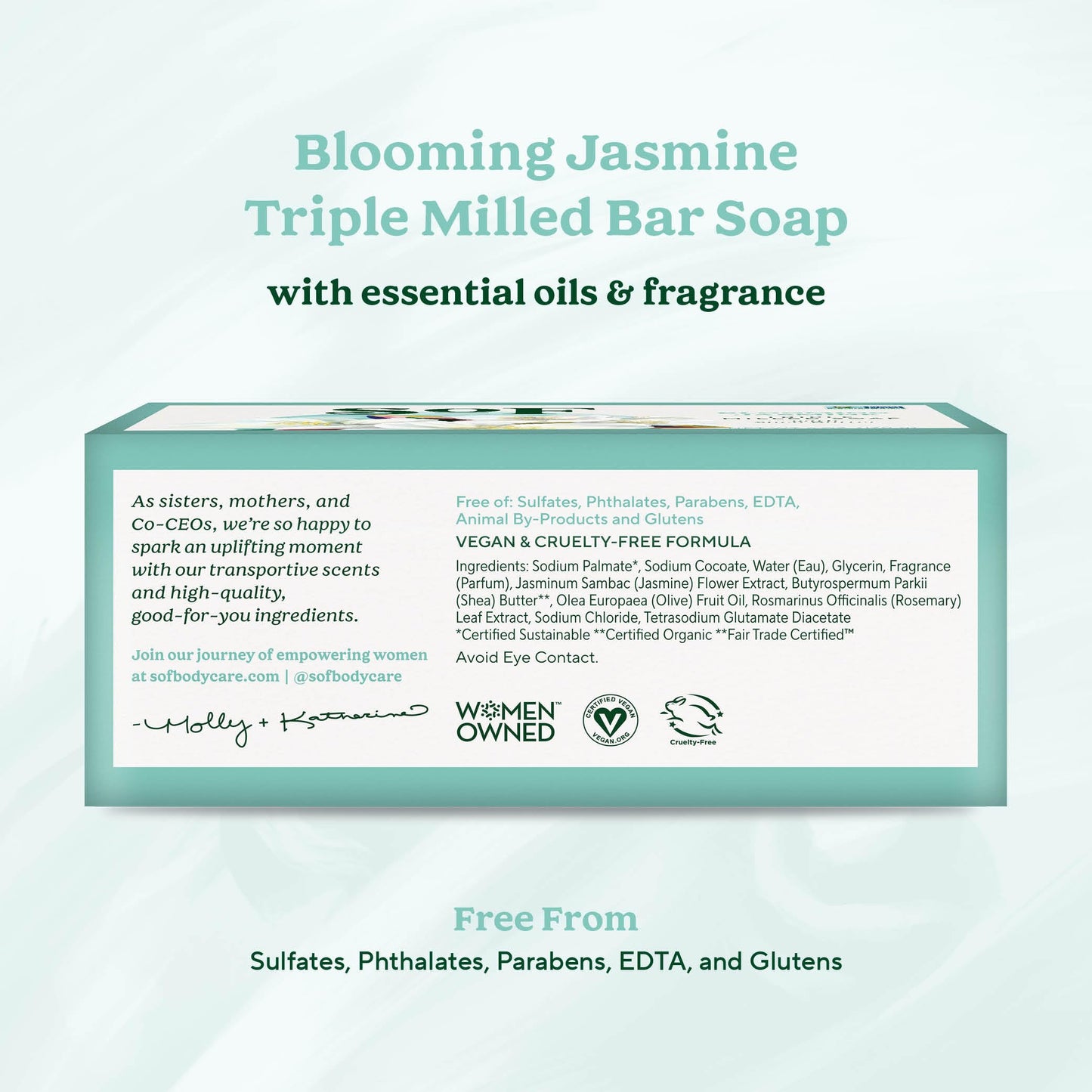 South Of France SoF Triple Milled Bar Soap - With Coconut Oil & Organic Shea Butter- Vegan & Non GMO- Free From Phthalates, Sulfates & Parabens