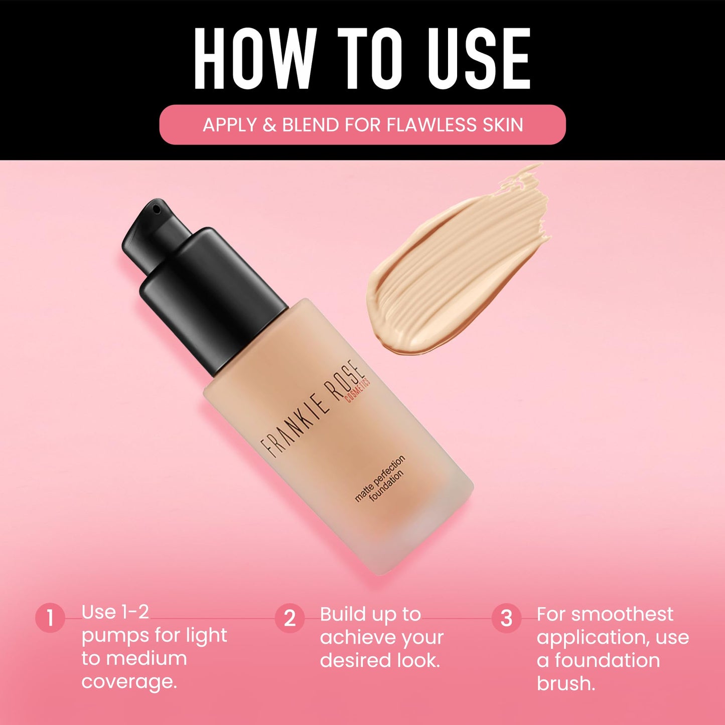 Frankie Rose Cosmetics Matte Perfection Foundation Makeup - Long-Lasting, Hydrating Foundation for Semi-Matte Finish - Foundation Full Coverage
