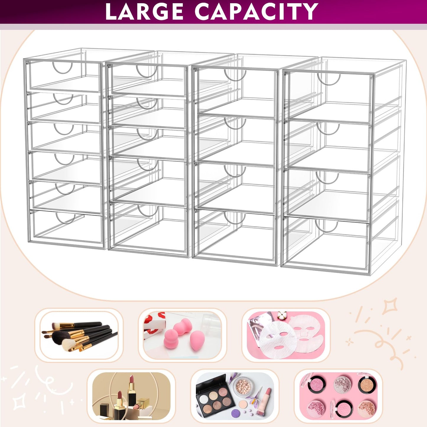 Acrylic Makeup Organizer with 19 Drawers,Storage Drawer Organizer Beauty and Personal Care YFXCVSL