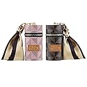 Adorila 2 Pack Lipstick Organizer, Leather Lip Gloss Bag with Keychain, Portable Mini Lipstick Case for Purse (Brown, Pink)