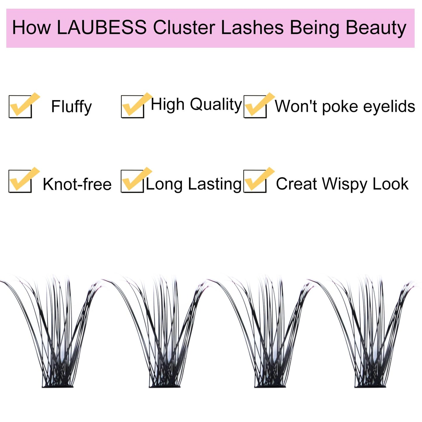 Cluster Lashes 240pcs 20D+40D Mixed Tray DIY Eyelash Extension D Curl Long Individual Lashes Faux Mink Lash Clusters Extensions Black Beauty and Personal Care LAUBESS