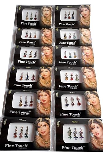 Indian Women Long Design Stylish Fashion Multi Color Border Fashionable Fancy Bindi Pack of 36 Sheets