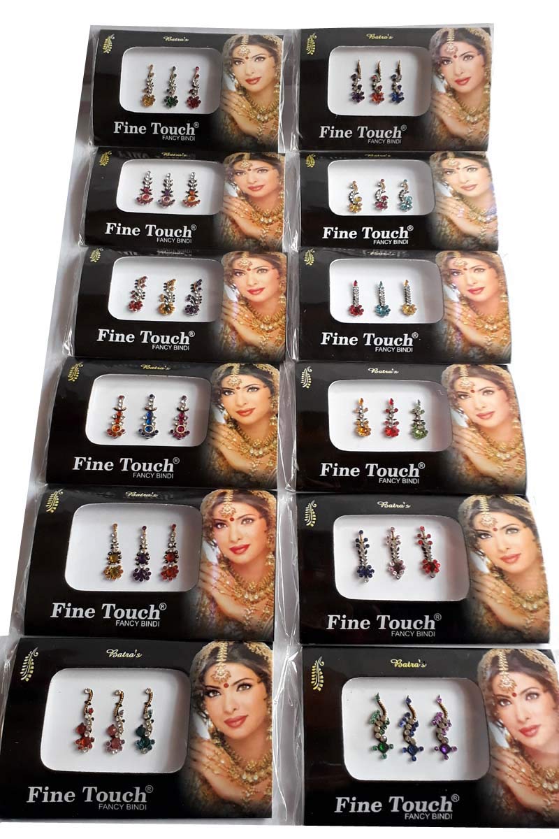 Indian Women Long Design Stylish Fashion Multi Color Border Fashionable Fancy Bindi Pack of 36 Sheets