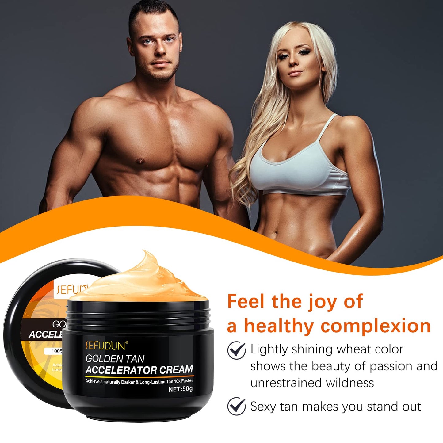 Tanning Gel Cream, 50g Sun Tanning, Soft Brown Intensive Tanning Gel, Tanning Accelerator Cream, Natural Tan Skin with Soft Brown Tanning Lotion