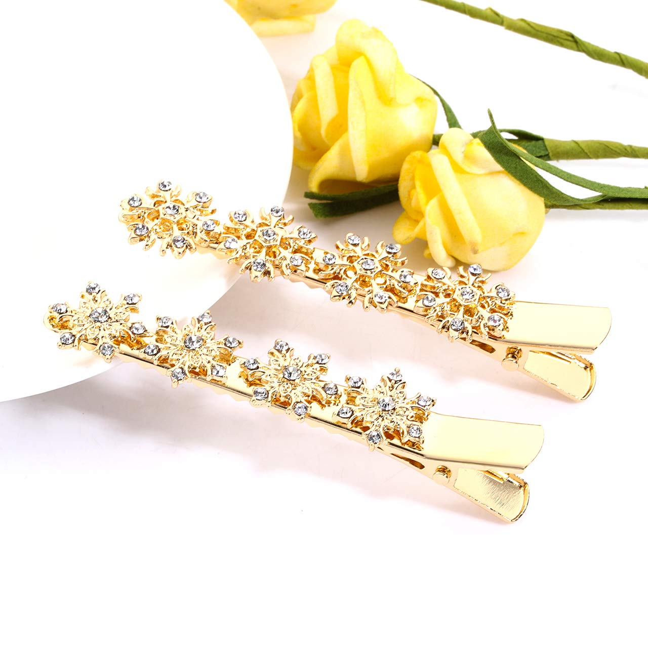 Christmas Hair Clip Hairpin Rhinestone Winter Snowflake Bow Shape Alligator Hair Clip Xmas Holiday Party Hair Barrette Hair Accessories For Woman (Bow
