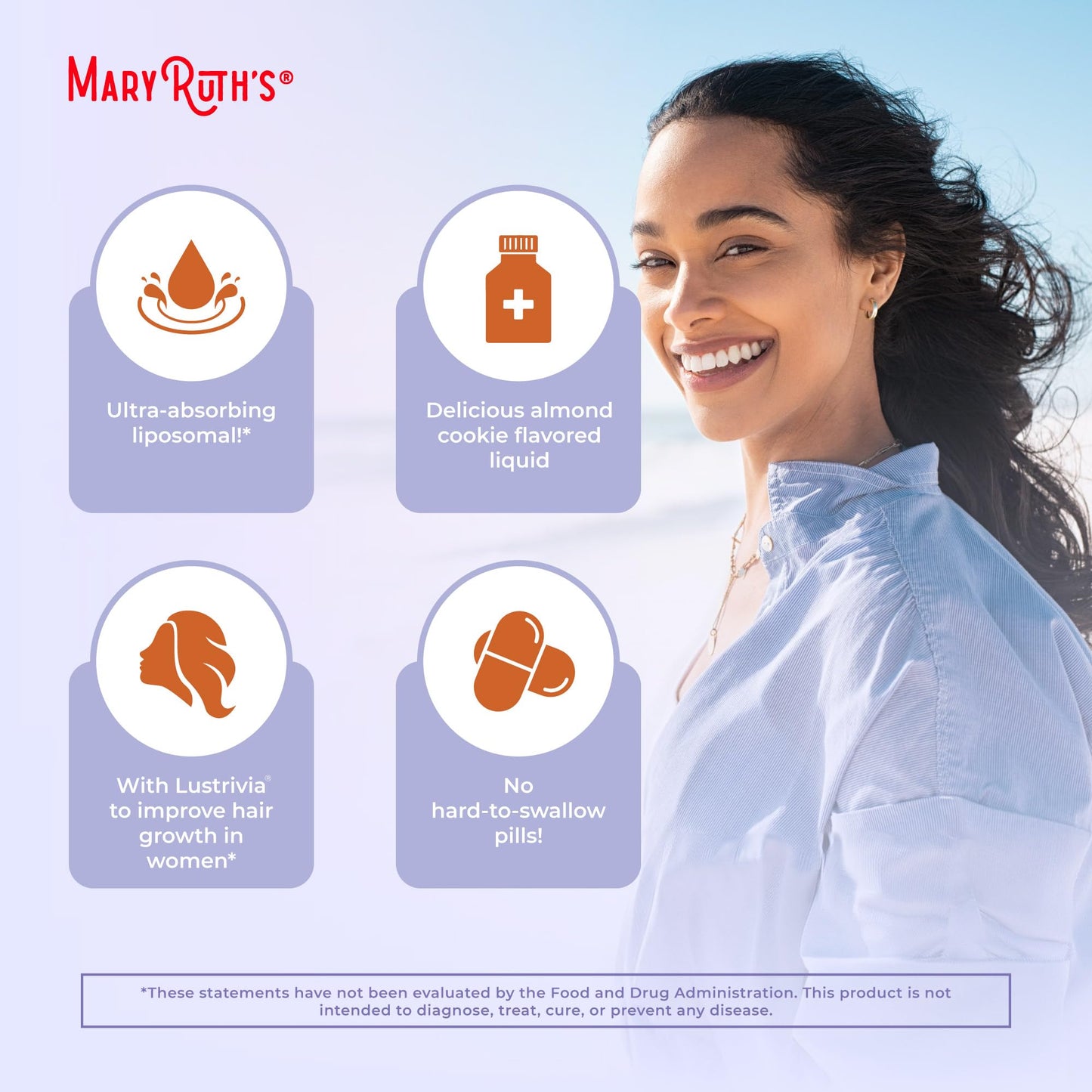 MaryRuth Organics Women's Hair Growth MAX Liposomal | with Lustriva® + Biotin 10000mcg + Pumpkin Seed Oil | Thicker Hair | Hair Care