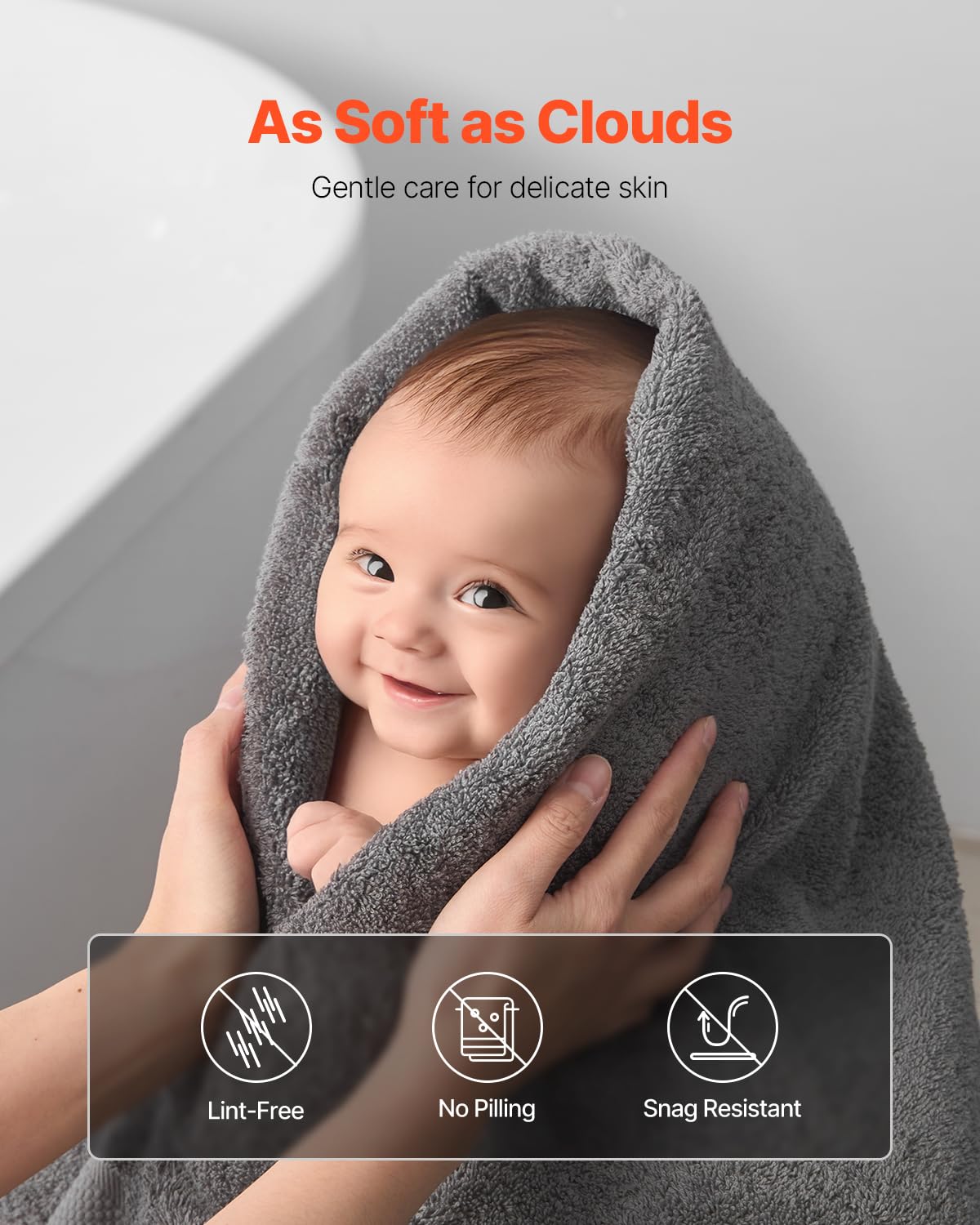 VEVOR 6-Piece Towel Set, 600 GSM 100% Cotton Towels for Bathroom, 2 Bath Towels, 2 Hand Towels and 2 Washcloths, Highly Absorbent & Quick Drying…