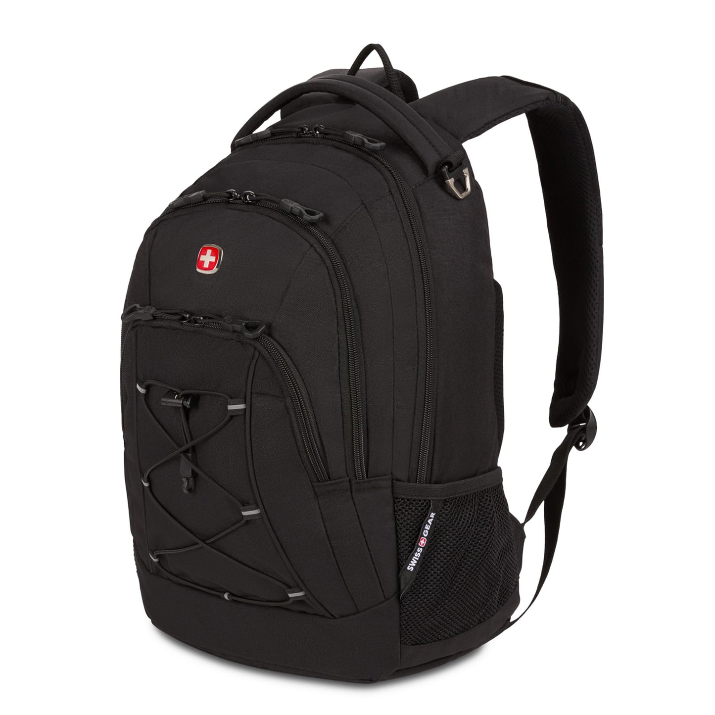 SwissGear 1186 Special Edition 13” Laptop Backpack Black - Compact Tech Bag with Reflective Accents - Multiple Organizer Pockets with Bungee Cords & D-ring Attachment Point