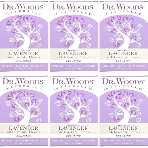 Dr. Woods Exfoliating Lavender Bar Soap with Organic Shea Butter, 5.25 oz (Pack of 6)