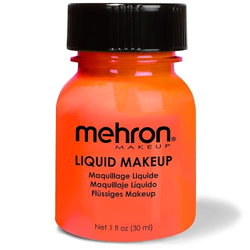 Mehron Makeup Liquid Makeup | Face Paint and Body Paint Perfect for Halloween, Cosplay I Air Brush Compatible Body Paint (1 oz) (Glow Orange)