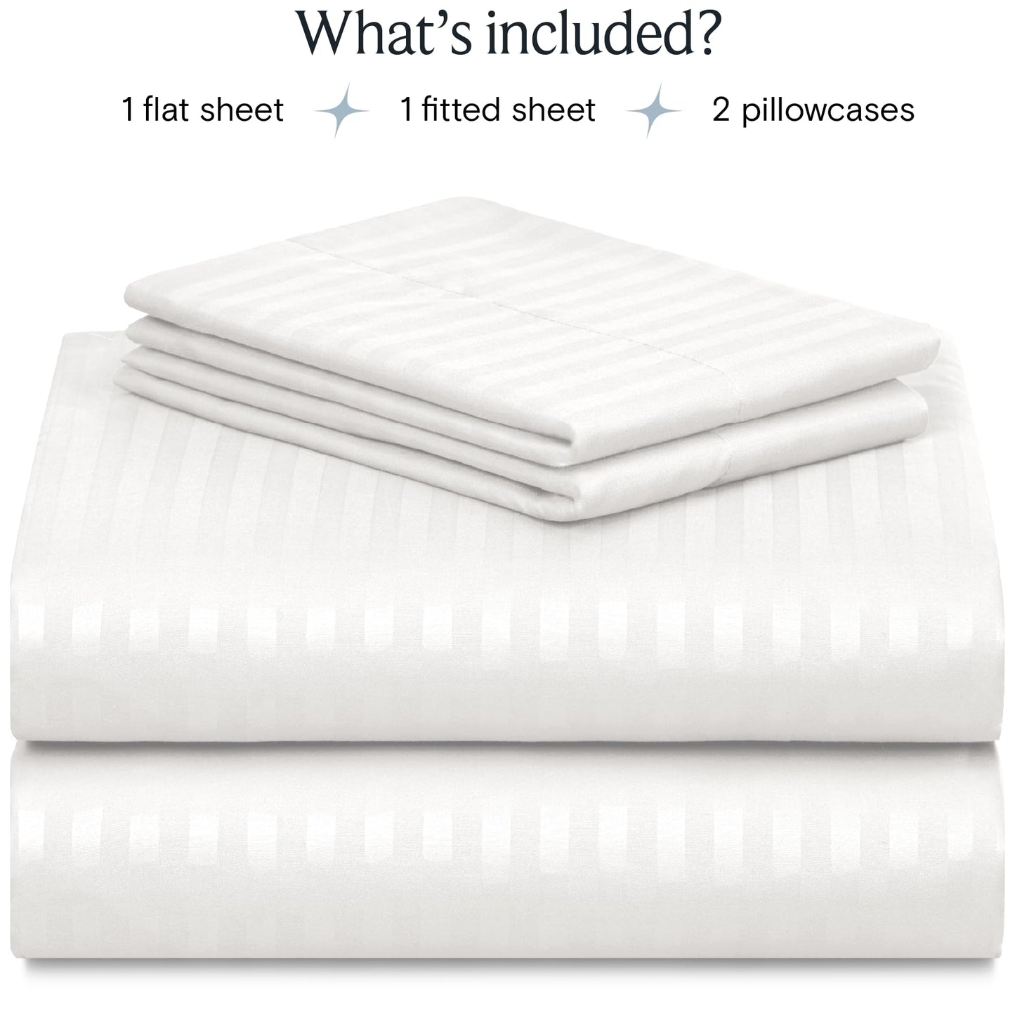 LuxClub 6PC King Microfiber Sheet Set, Striped White, Deep Pockets 18" Wrinkle Free, Cooling Bed Sheets, Allergy Free, Hotel Quality