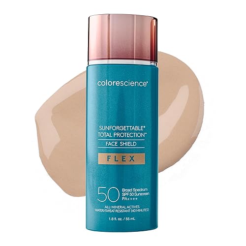 Colorescience FLEX Tinted Mineral Sunscreen SPF 50, Tone-Adapting Buildable Coverage with Zinc Oxide, Environmental Defense Against Blue Light