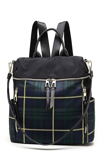 MKF Collection Nishi Plaid Backpack Waterproof Laptop Backpack for Travel Daypack Nylon By Mia K