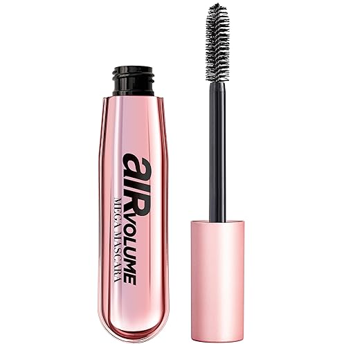 L'Oreal Paris Makeup Air Volume Mega Mascara, Lightweight & Long-lasting Volumizing Mascara for Voluminous Eyelashes, Washable Blackest Black, 0.3 Fl