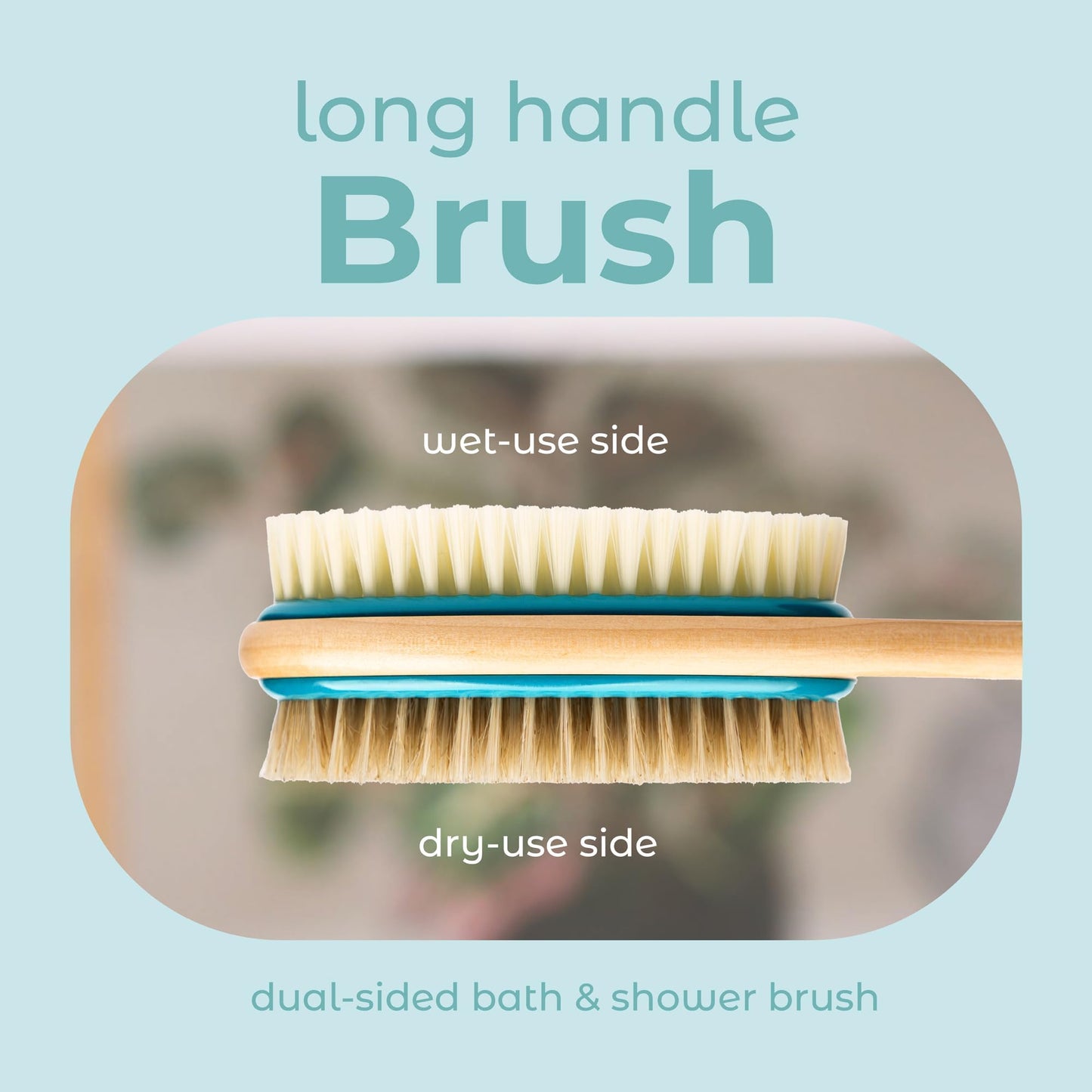 MainBasics Back Scrubber Shower Brush Long Handle Dual Sided Body Brush with Exfoliating Soft Bristles for Back Scrubbing Deep Cleaning and Body Wash