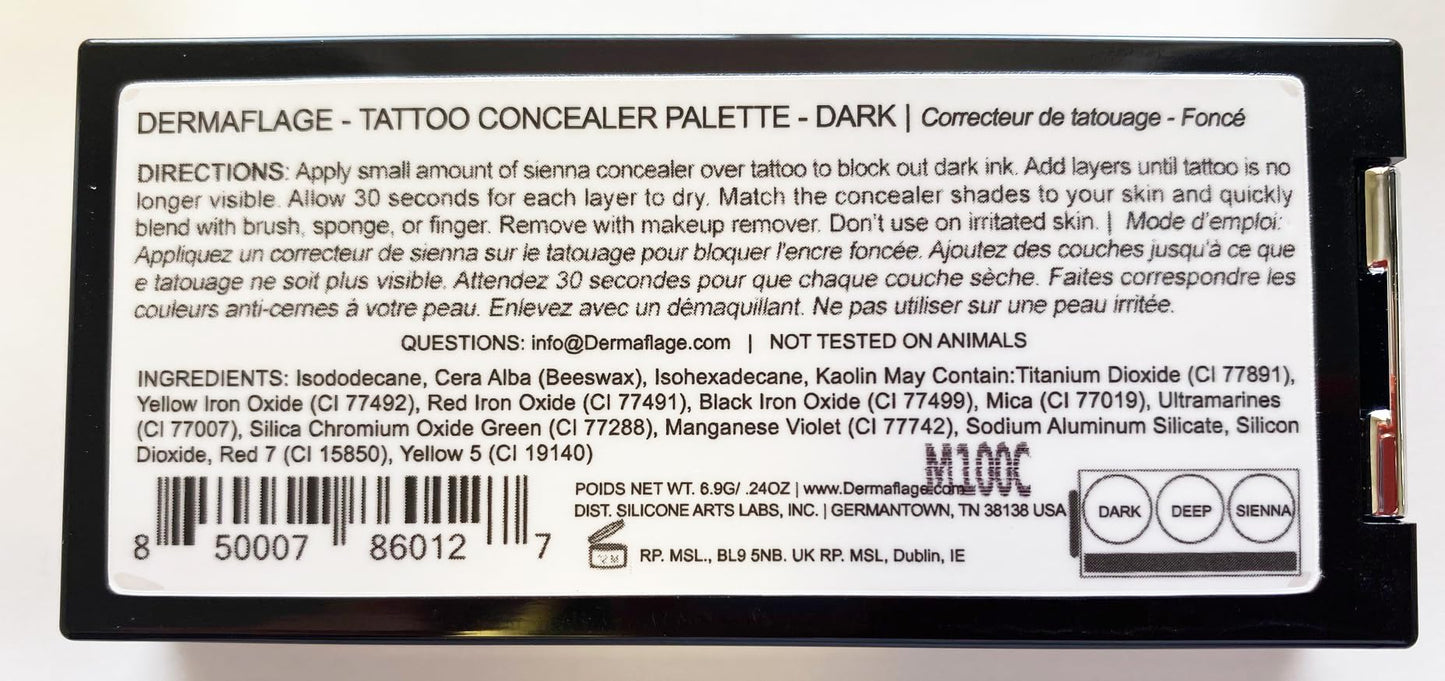 Dermaflage Tattoo Cover Up Makeup (Dark) - Bruise Full Coverage Concealer - Full Coverage Waterproof Concealer for Bruise, Scars & Acne - Smudge Proof