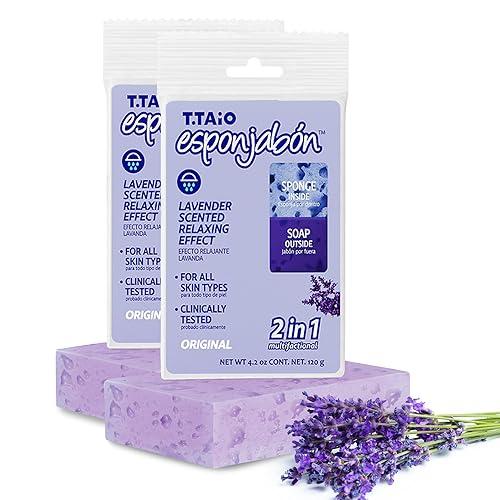 T.Taio Esponjabon Soap Sponge - Cleansing Shower Scrubber - Cleaning Bath Wash Scrub - Oil Removal - Massage & Lather Foot, Elbow, & Face - Bathroom