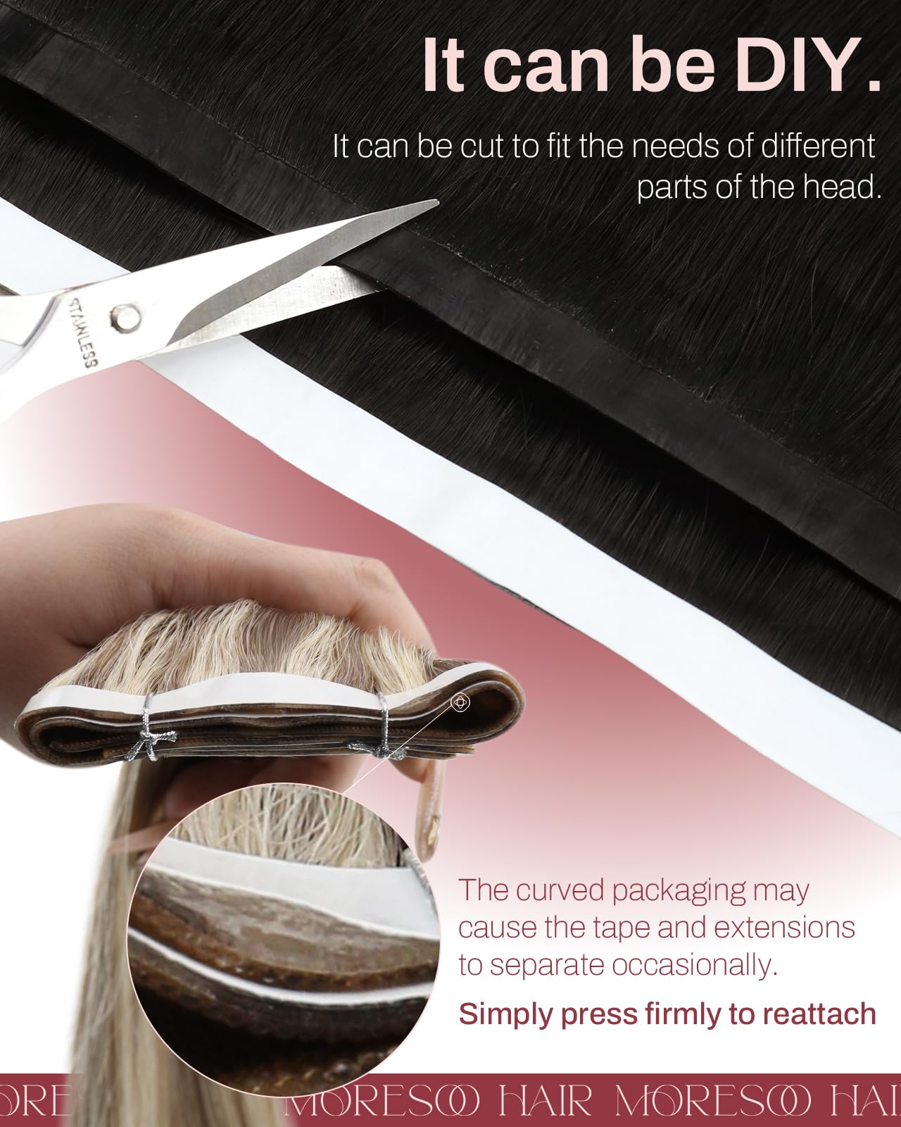 Moresoo Genius Tape Weft Hair Extensions Human Hair Blonde Invisible Pu Long Weft Tape in Extensions Human Hair Light Brown And Platinum Blonde Hair Beauty and Personal Care Moresoo