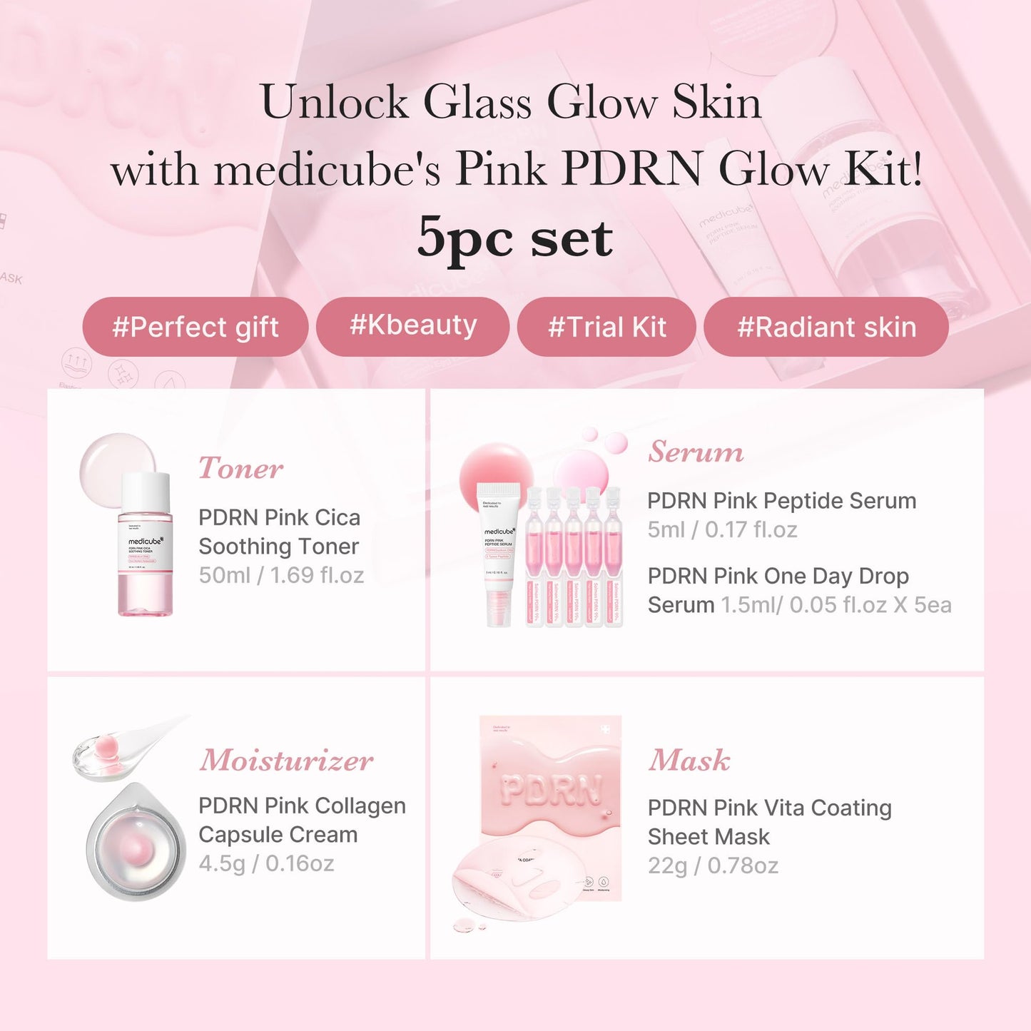 medicube Salmon DNA PDRN Glow Kit - Travel Essential Mini Skincare Set Beauty and Personal Care medicube