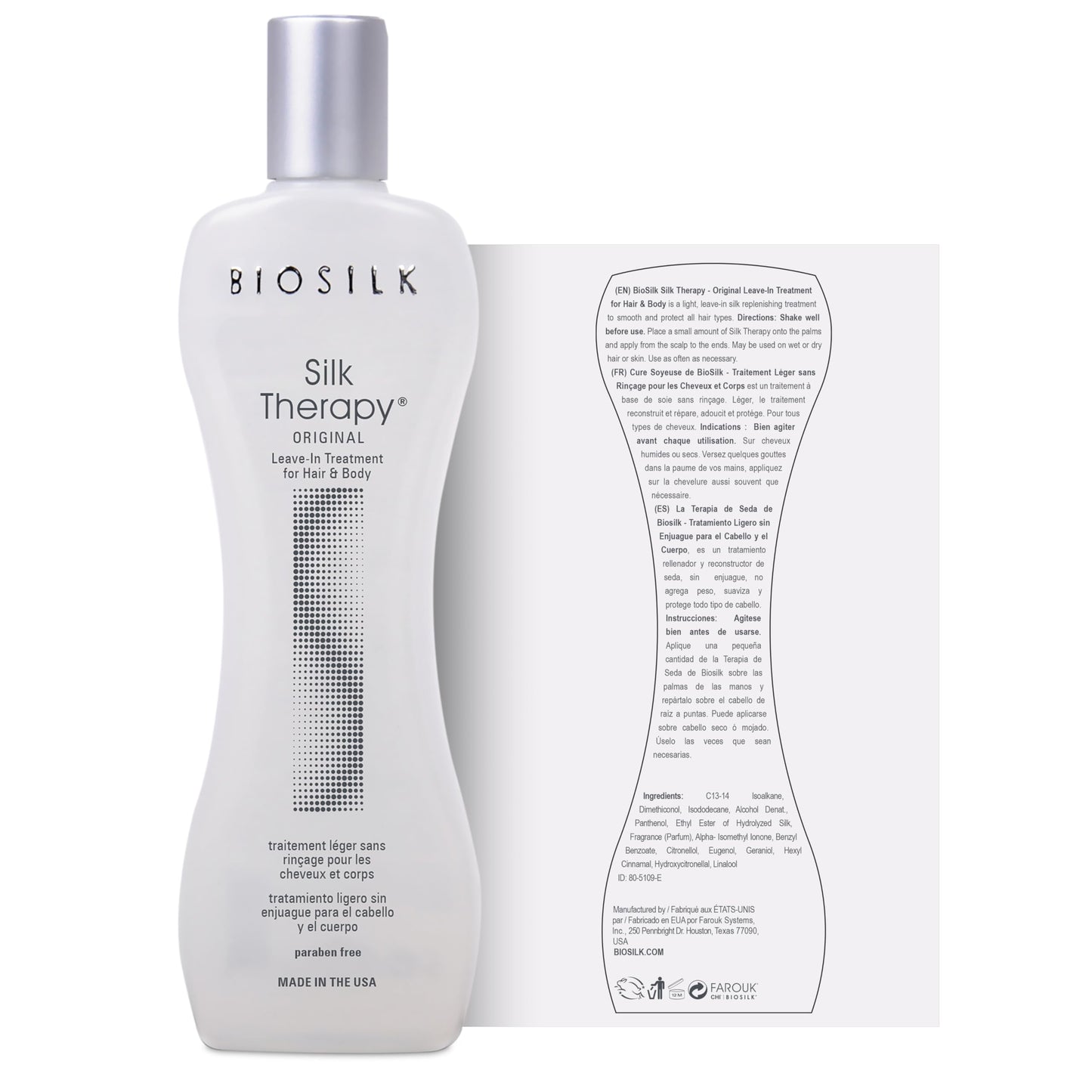 BioSilk Silk Therapy Original, Reconstructing Leave-In Hair Treatment, Adds Shine, Smooths & Prevents Split Ends, Sulfate-Free, Paraben-Free