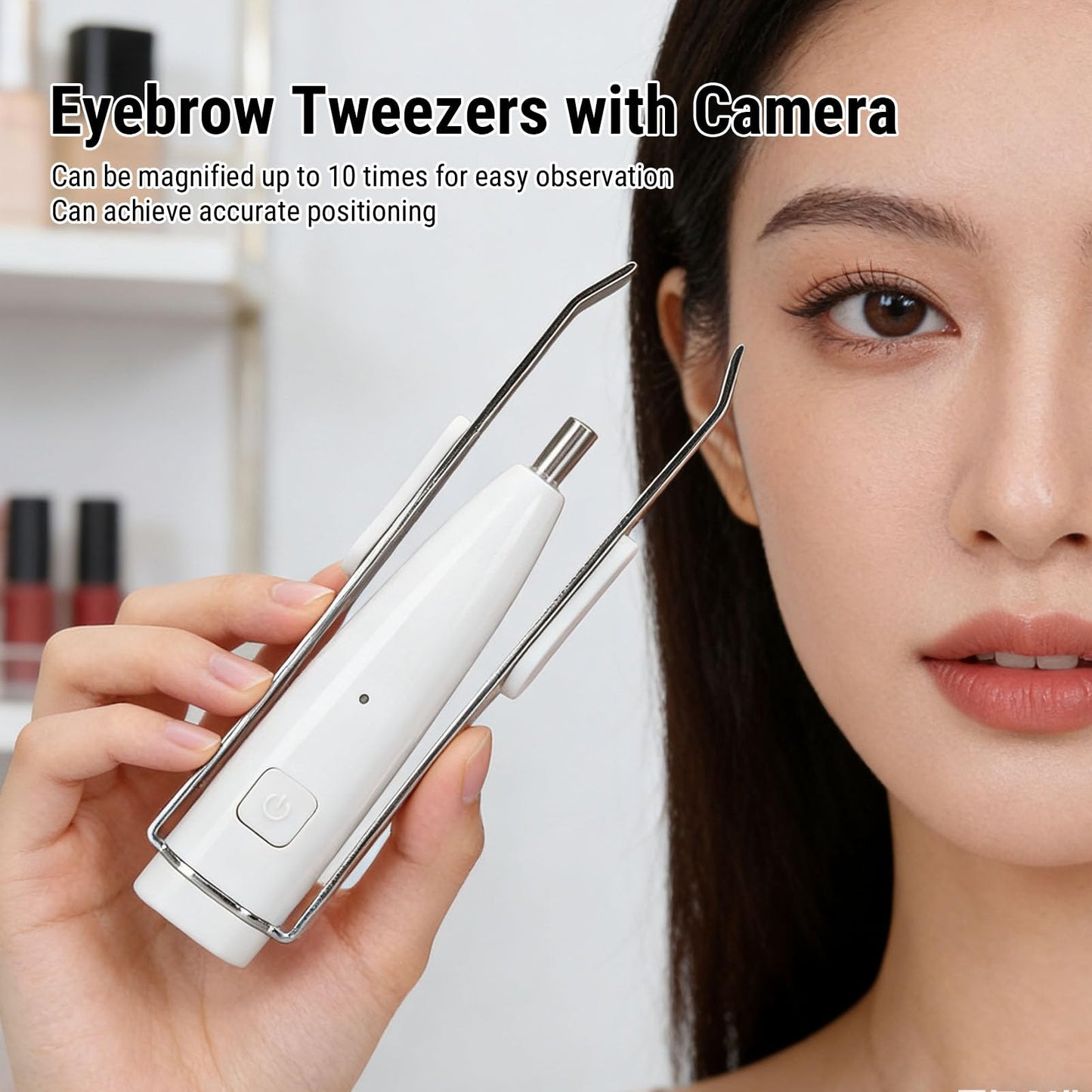 ZJchao Slanted LED Camera Tweezers For Eyebrows Hair Removal with 10X Magnification Portable Hair Plucking Tweezers Stainless Steel ABS Material Beauty and Personal Care ZJchao