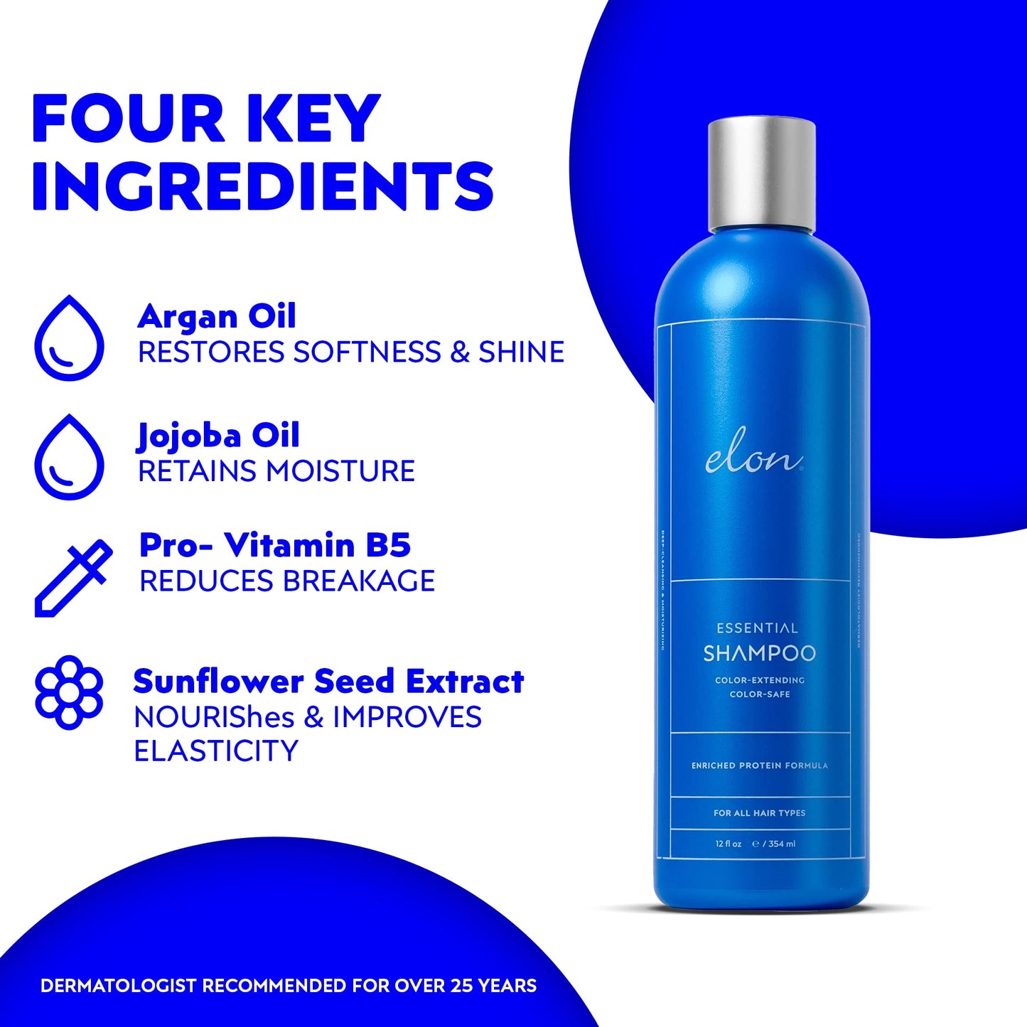 Elon Sulfate Free Shampoo and Conditioner Set (12oz) -Hair Shampoo for Color Treated Hair to Extend Color -Conditioner for Dry Hair to Nourish