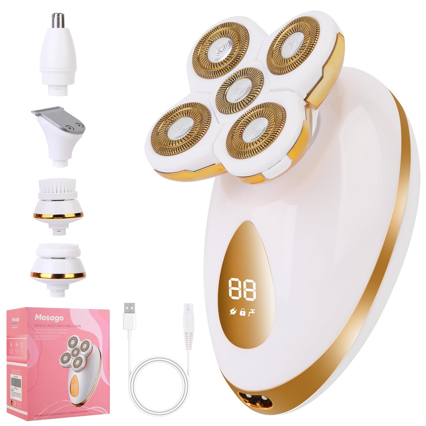 Electric Razors for Women, 5 in 1 Painless Rechargeable Dusk Shaver Womens, Women's Shavers Everything, Lady Leg/Bikini/Face Hair Removal Products Beauty and Personal Care mosago Default Title