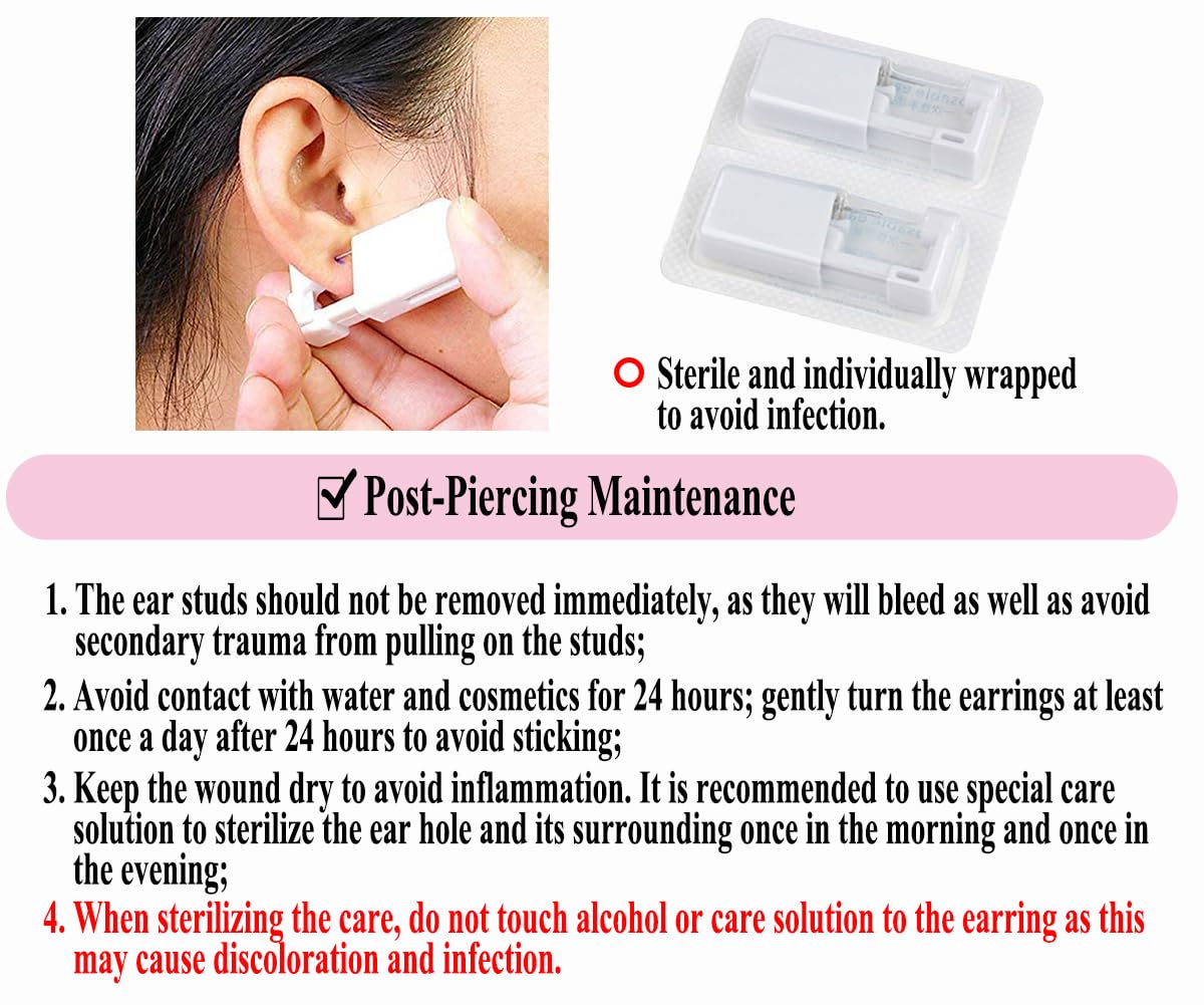 VitaCool Ear Piercing Kit Disposable Ear Cartilage Piercing Gun 3mm Studs Beauty and Personal Care VitaCool
