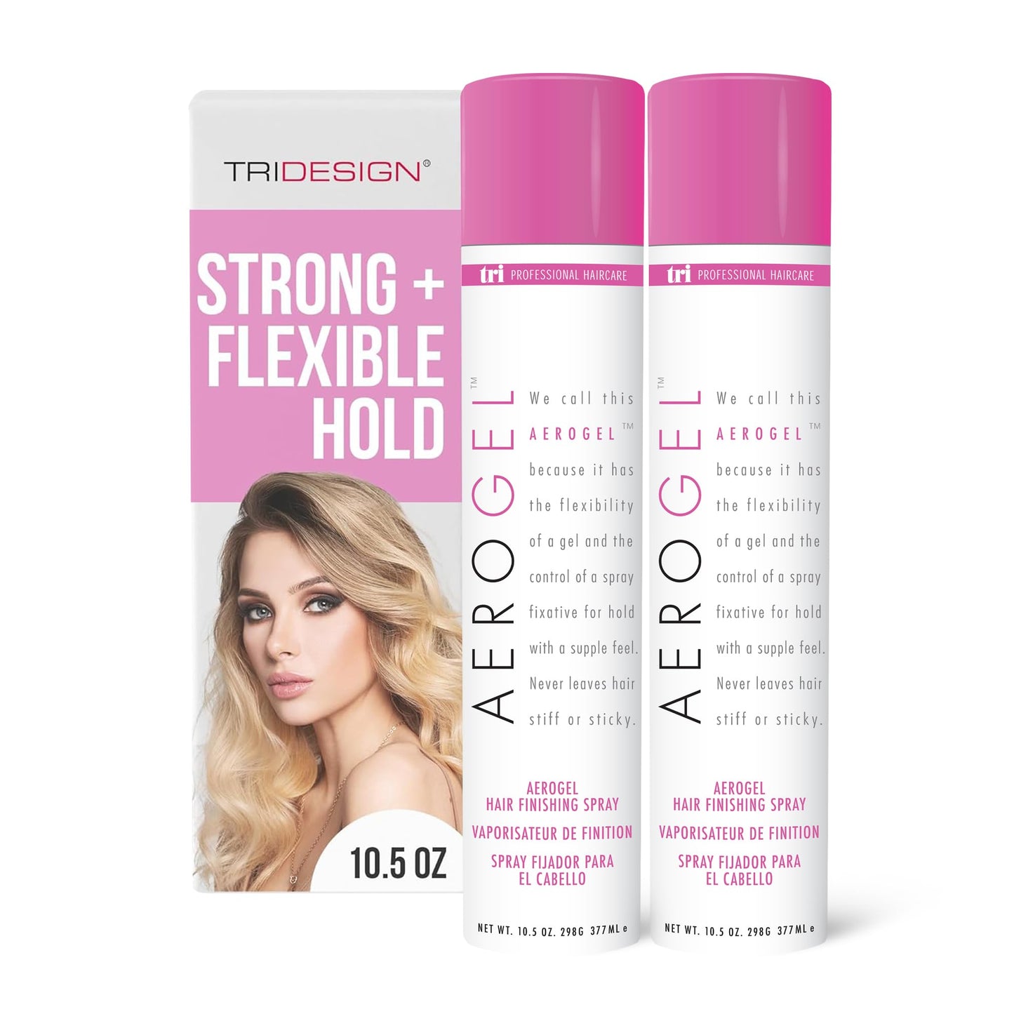 TRIDESIGN Aerogel Hairspray - Strong Hold Hair Finishing Spray for Volumizing & Control, Flexible Styling for All Hair Types, Non-Sticky and Scented