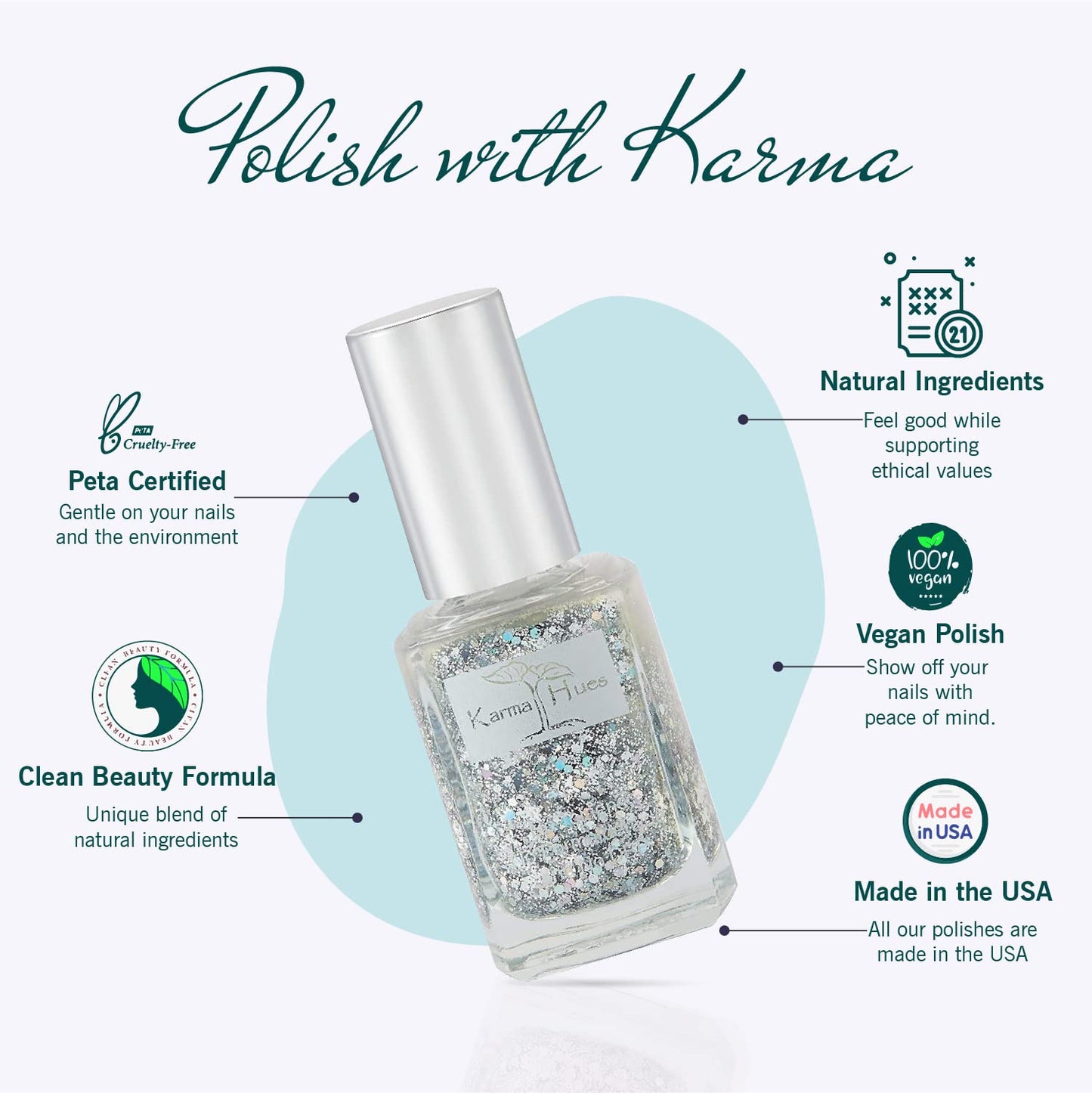 Karma Organic Natural Nail Polish-Non-Toxic Nail Art, Vegan and Cruelty-Free Nail Paint (Glitter Bomb) Beauty & Personal Care karma organic