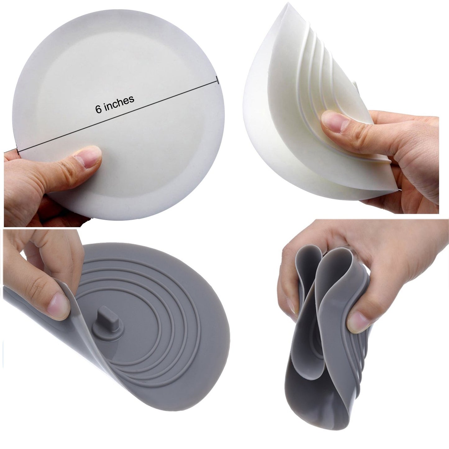 V-TOP Tub Stopper 2 Pack, 6 inches Large Silicone Drain Plug Hair Stopper Flat Suction Cover for Kitchen Gadgets Bathroom Accessories and Laundry